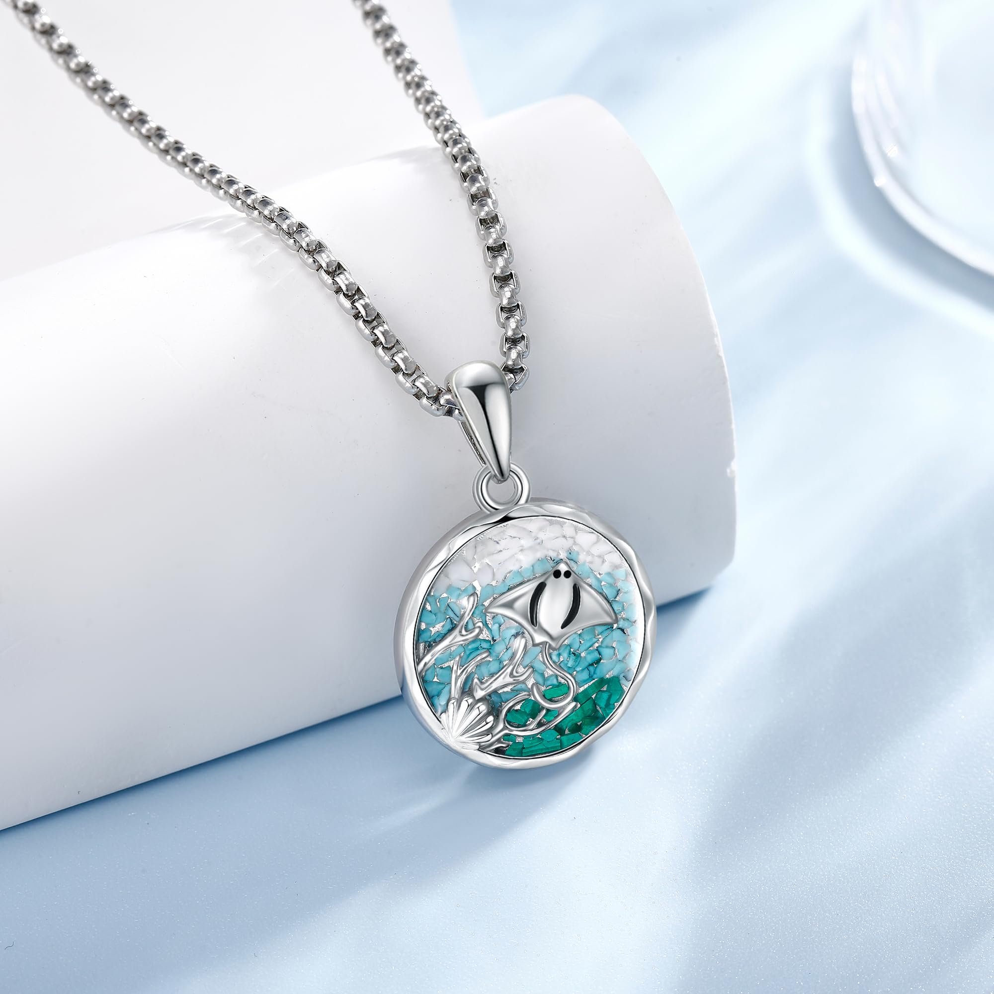 URONE Manta Collana in argento 925 Manta Rochen Ciondolo Manta Ray Gioielli Regali