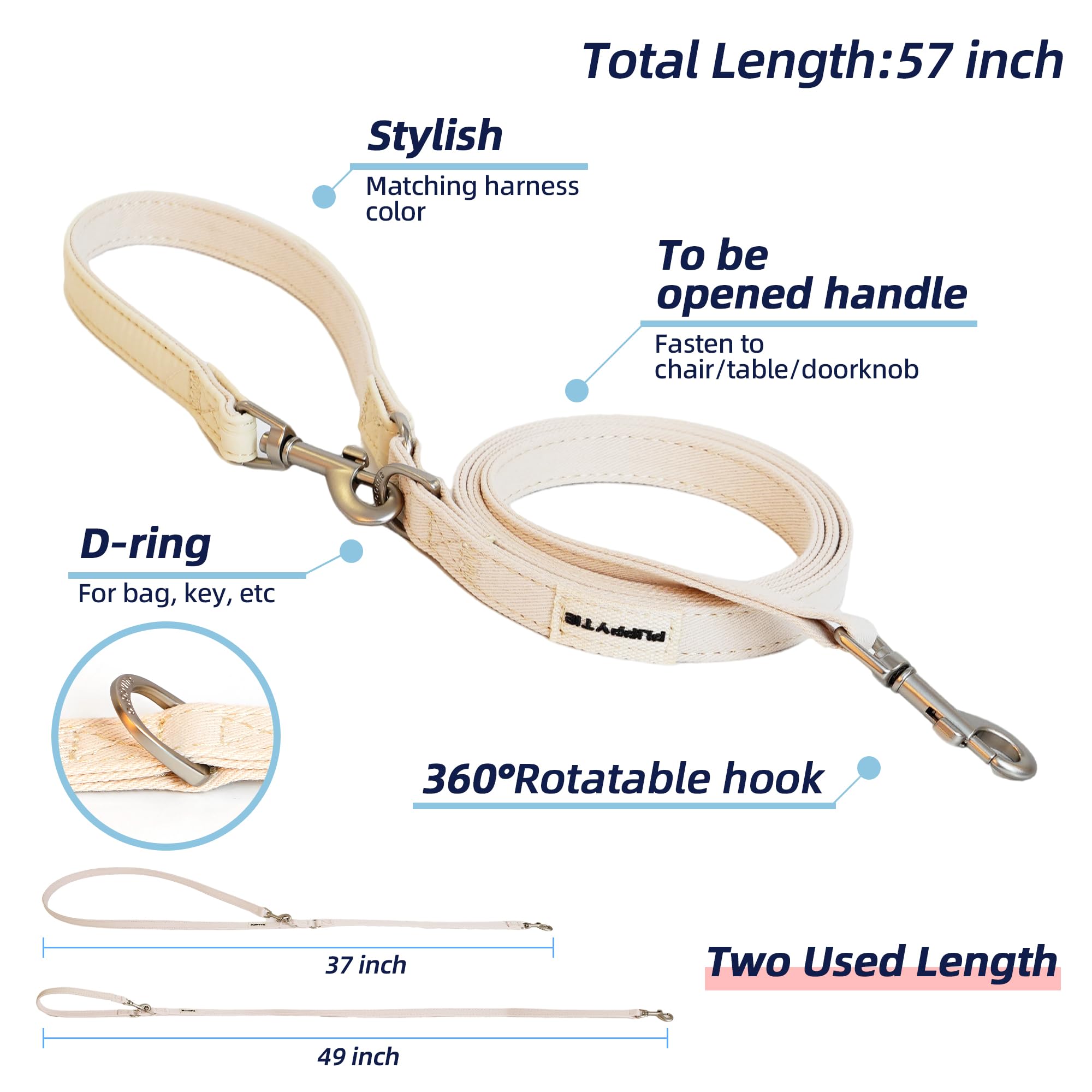 Puppytie Szelki i smycz dla psa ze wzorem niedźwiedzia, beżowa, XS (2-5 kg)