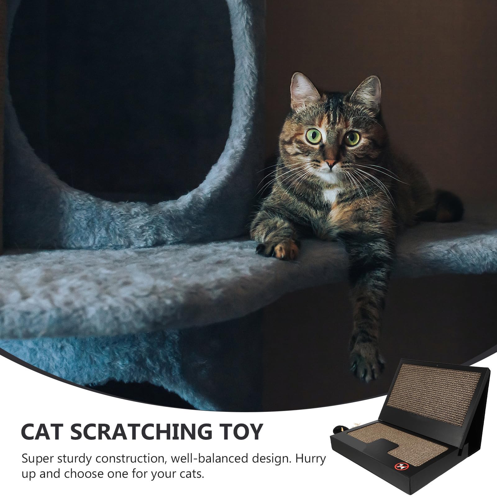 Laptop Modelliertes Katzenkratzspielzeug Kreatives Kratzbrett aus Wellpappe mit Stabiler Konstruktion und Beißring, ideal für Katzen im Wohnraum