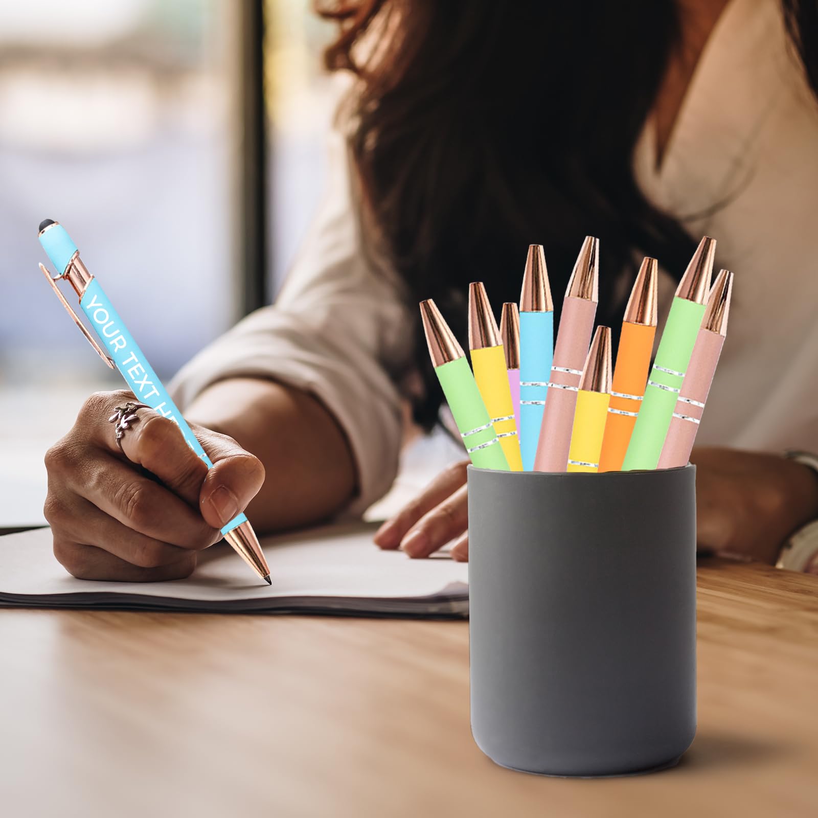 Générique Stylo Personnalisé avec Texte/Icône Gravé, Personnalisable 2-1 Stylo Multifonction avec Stylet, Multicolore, 50 Pièces