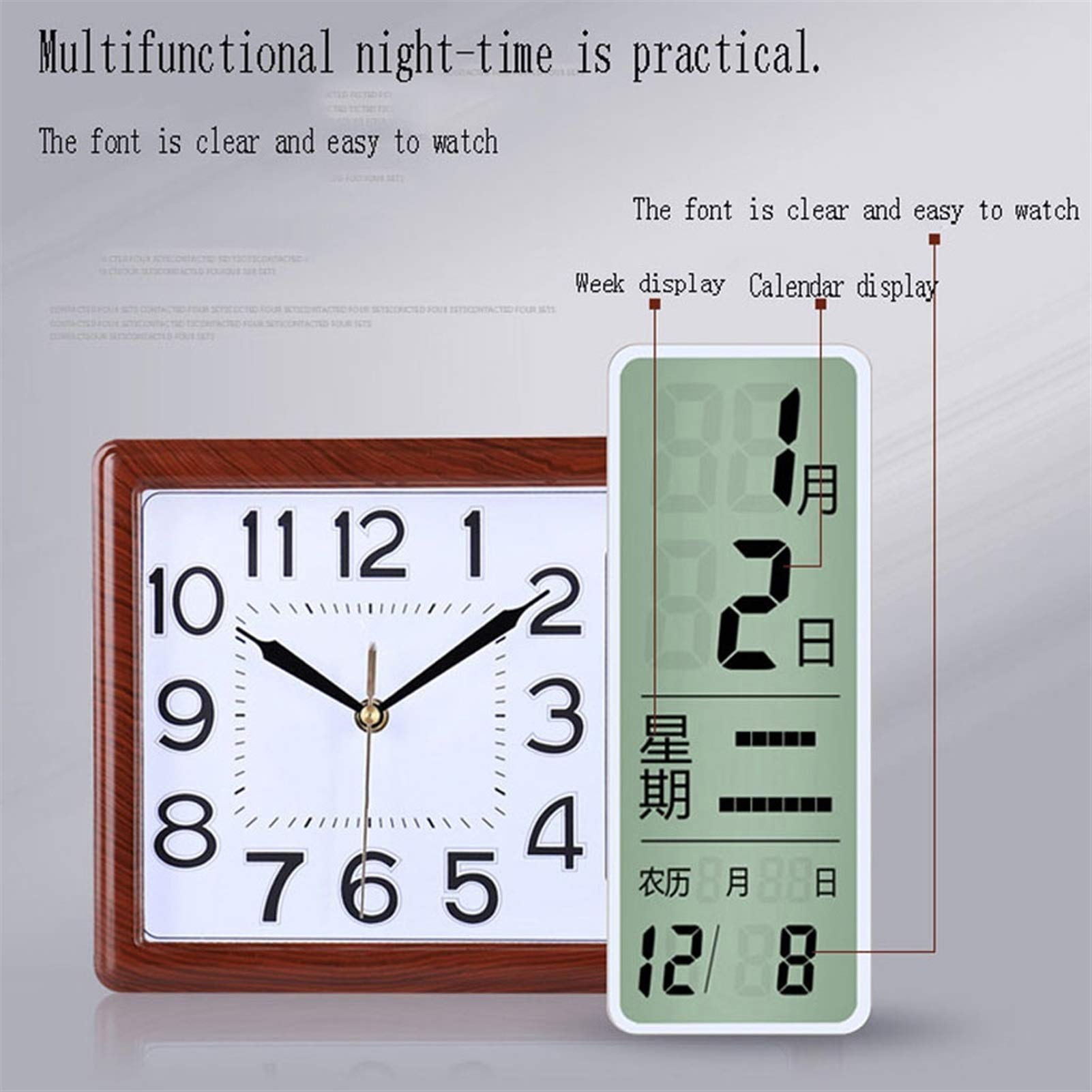 Kalendarz Perpetual Mute Calendar Clock Salon Sypialnia Zegar LCD Monitor Kwarcowy Nowoczesny Elektroniczny Desk(A)