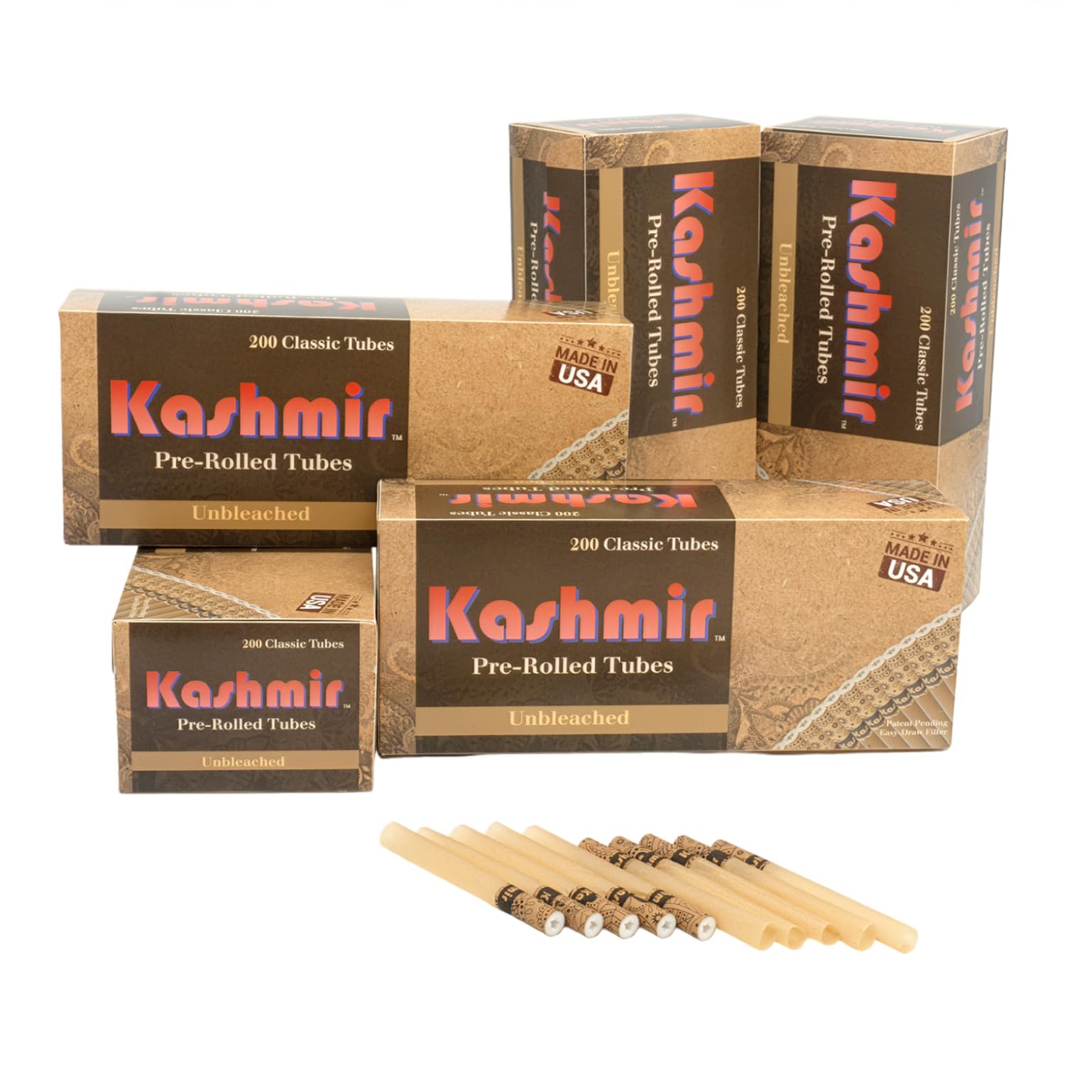 Amazon.com: Kashmir Cigarette Tubes Unbleached – 1000 Count (200 CT x 5  Boxes) King Size – Tubes King Size 84mm – Smooth Draw, Clean Burn, No  Tearing Fits Most injector Machines – USA Made : Health & Household