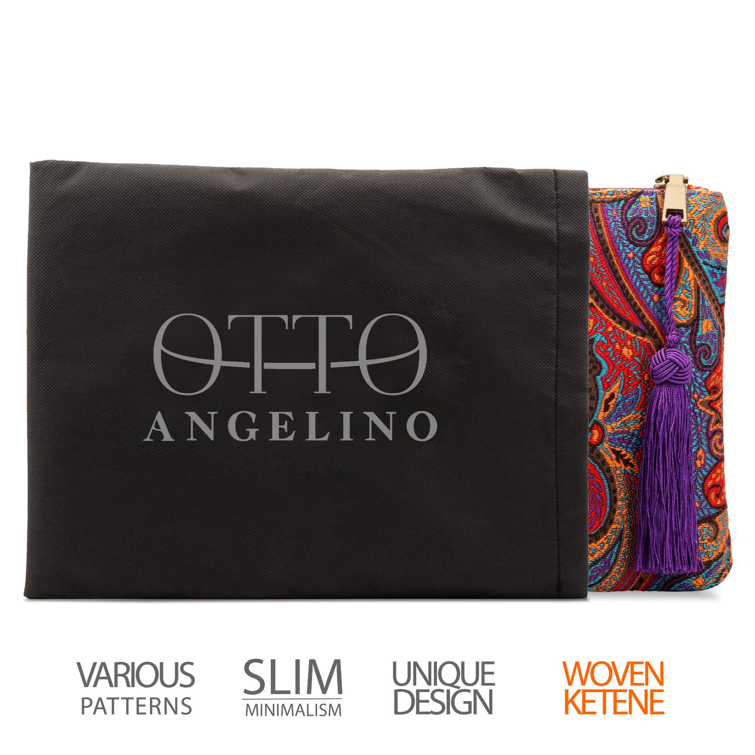 Otto Angelino Bolso de Mano de diseñador Bohemio y de Moda para Mujer, múltiples Ranuras para Dinero, Tarjetas, teléfono Inteligente, Ultra Delgado