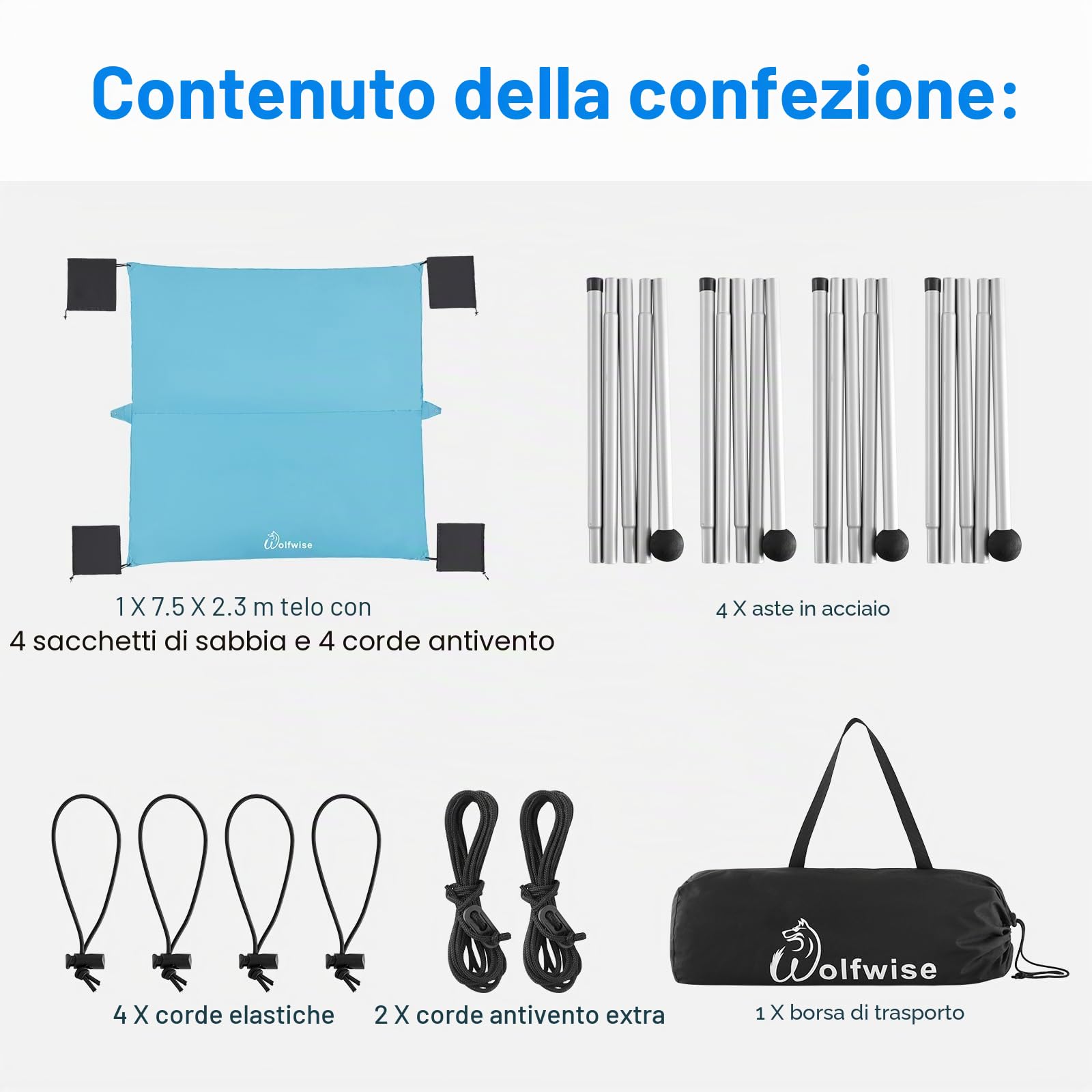 WolfWise Tenda da Spiaggia con Protezione Solare UPF50+