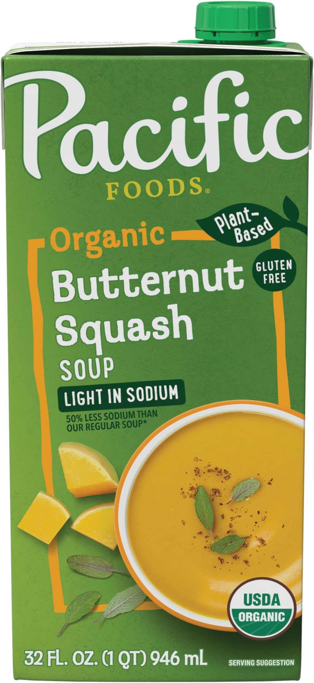 Pacific Foods Light in Sodium Organic Butternut Squash Soup, 32 oz Carton