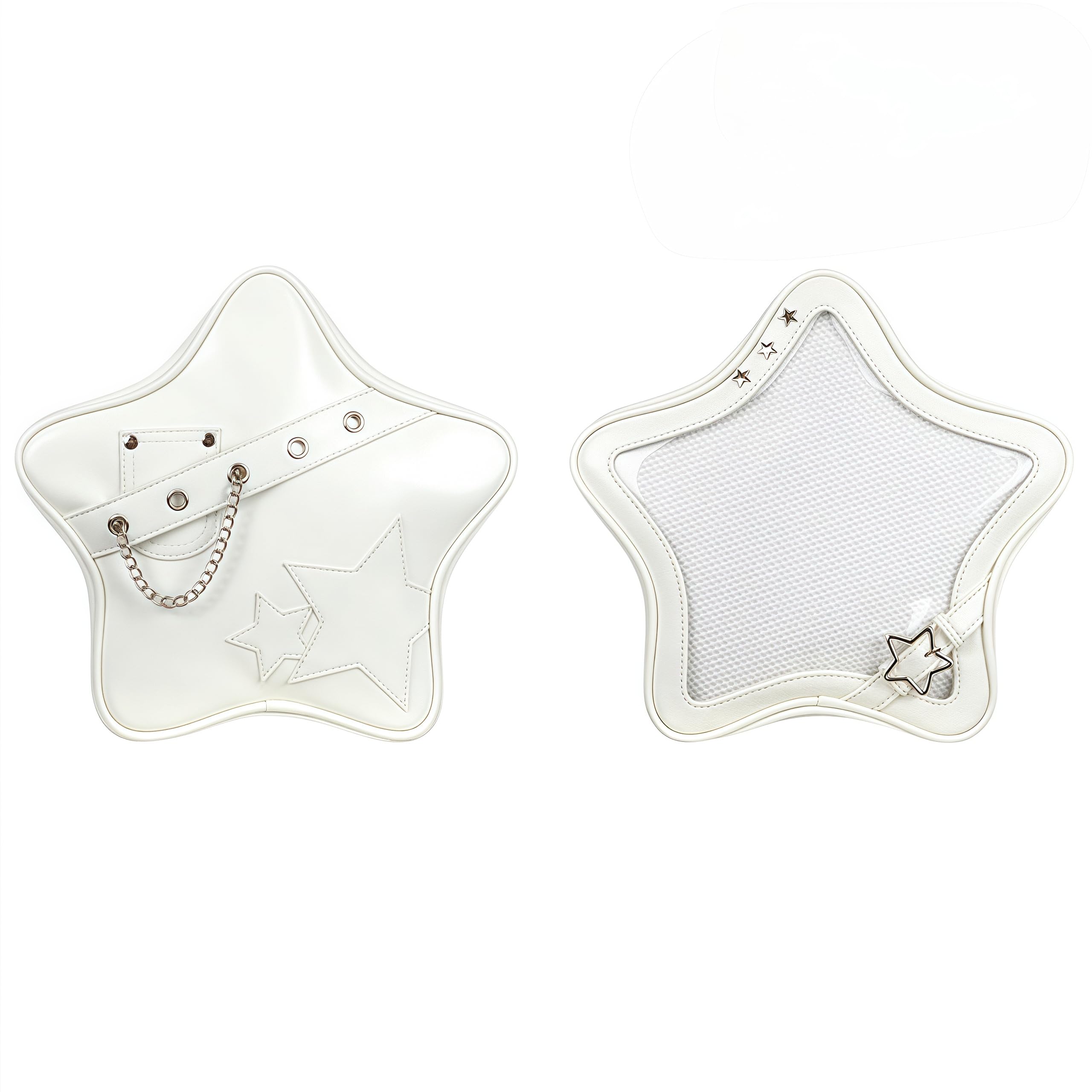 Vobomo Kawaii Ita Bag Backpack Star Pins Display Crossbody Bag with Insert Y2k Aesthetic Cute Handbag for Anime Comic Con (White)