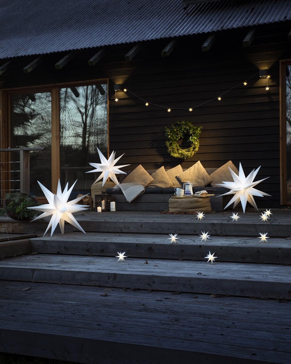 ZICOM LED Dekostern Weihnachtsstern Stern mit 18 Zacken wetterfest, weiß Ø 40cm Innen und Außen für Weihnachten, Hochzeiten, Party, Dekoration, Geschenkidee, 230V 50Hz, LxBxH 40x40x40cm