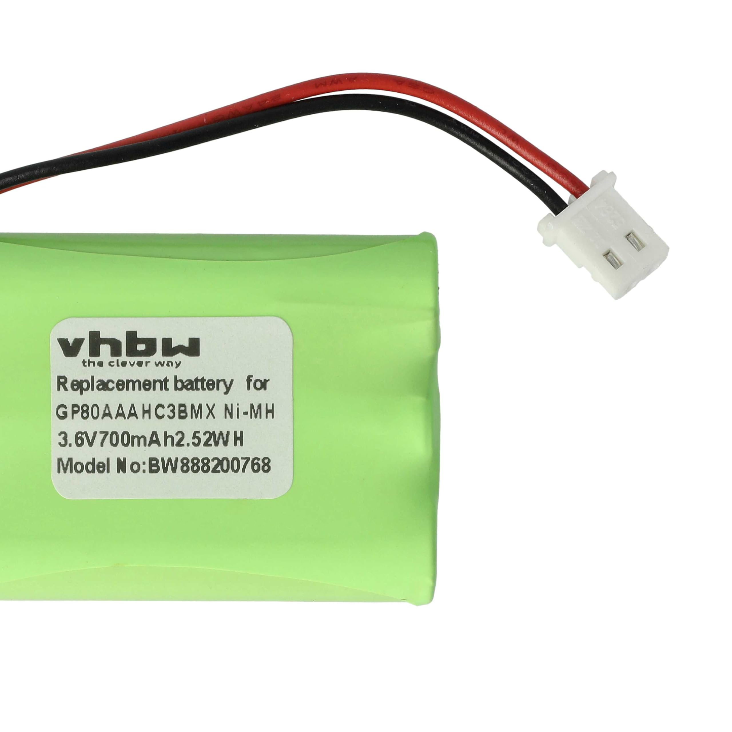 vhbw Batterie Remplacement pour Motorola HRMR03, GP80AAAHC3BMX pour Moniteur bébé, babyphone (700mAh, 3,6V, NiMH)