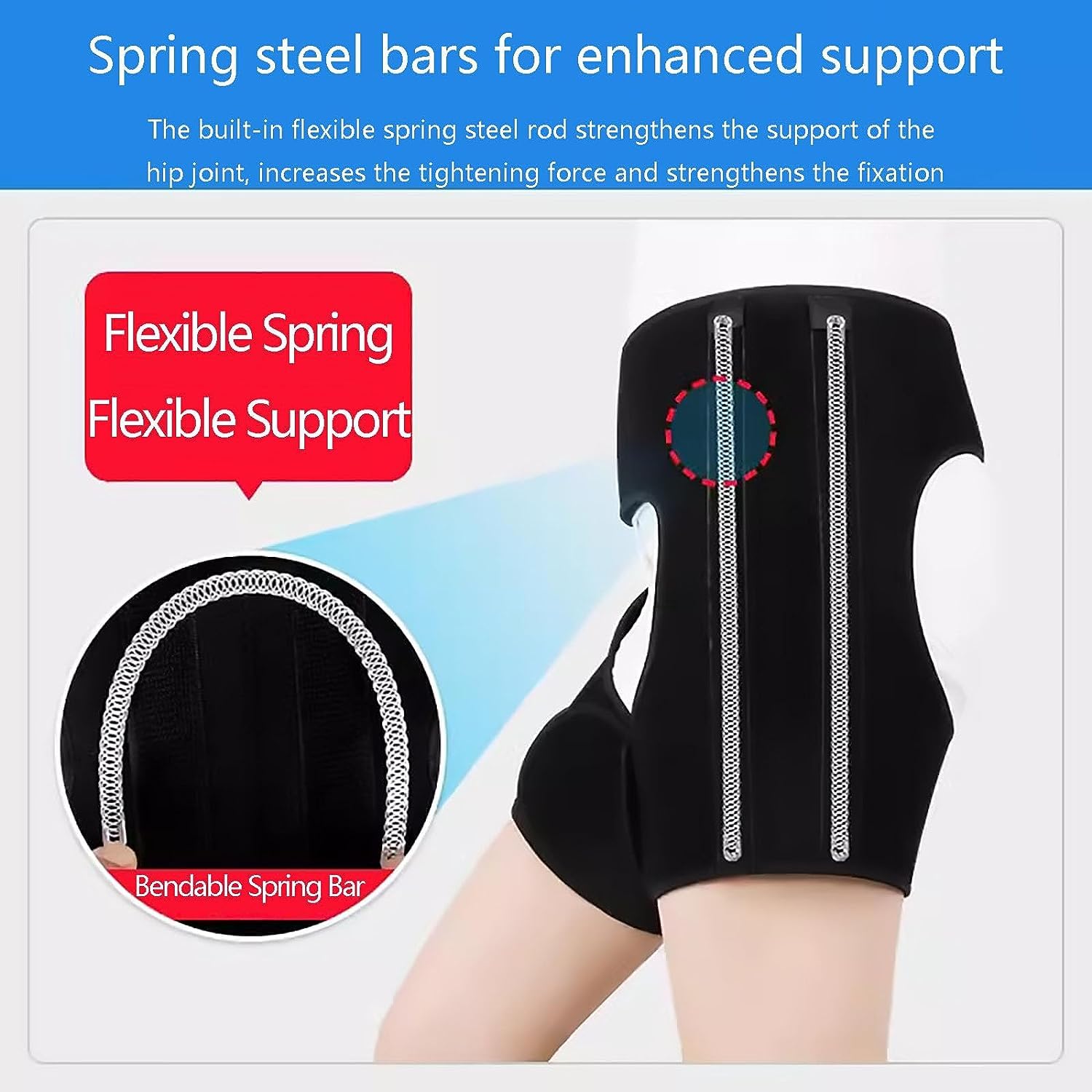 HAILM Soporte Cadera, con Soporte Acero Resorte, Soporte Compresión Cadera para Aliviar Dolor Ciática, Manga Compresió Muslo y Bursitis Artritis Flexora Cadera, Hombres y Mujeres,L