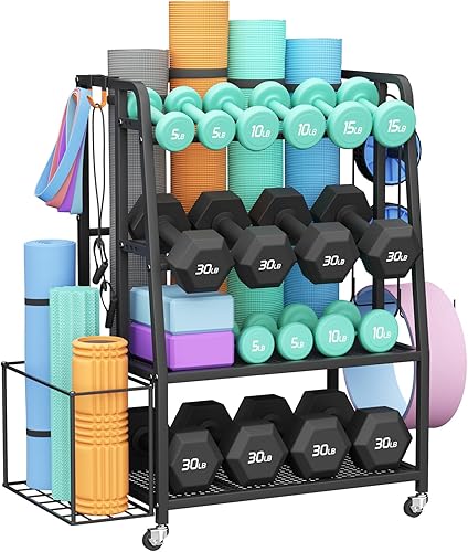 Soporte de pesas de 600 libras para gimnasio en casa, soporte para mancuernas Vopeak, soporte de peso ajustable para mancuernas, esterilla de yoga