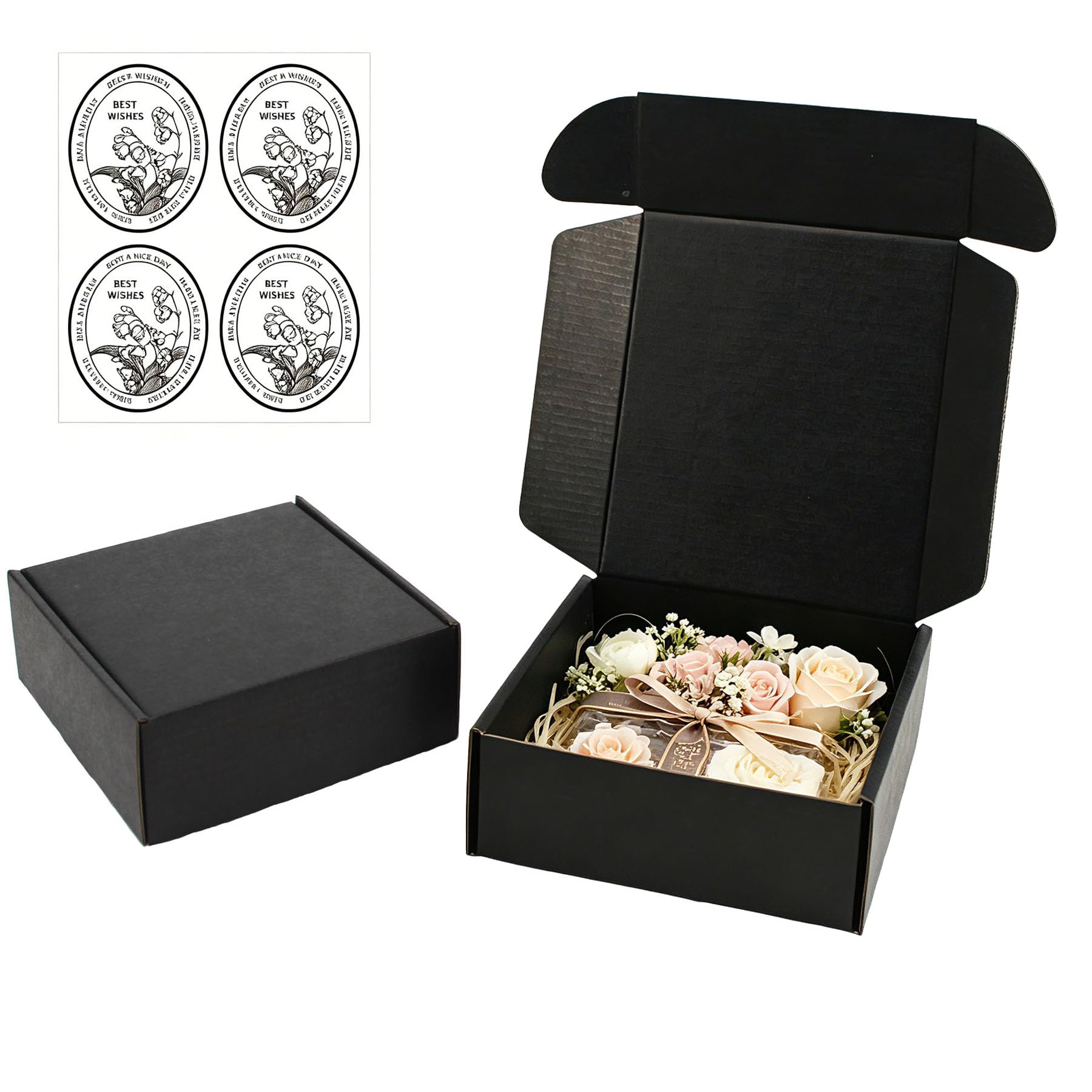 Gad2go 8 Pack Black Cardboard Gift Boxes 16 x 16 x 6 cm Small Gift Wrapping Boxes for Parties Wedding Birthday Holiday