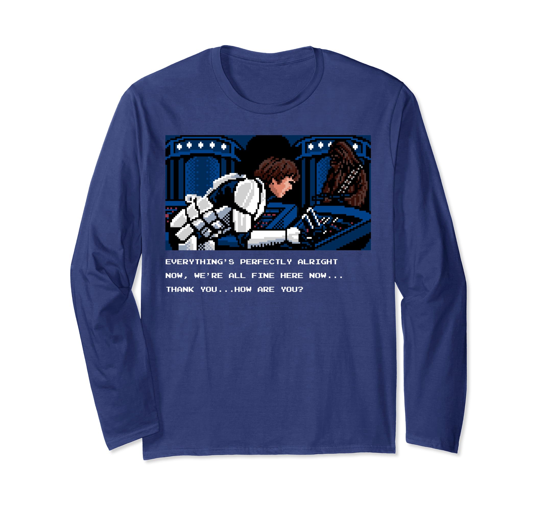 Star Wars Video Game Style Portrait Long Sleeve T-Shirt, Blue