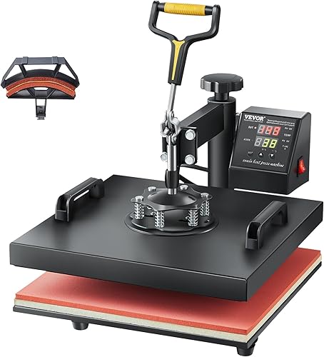 VEVOR Máquina de prensa de calor 2 en 1 para camisetas y sombreros, máquina de prensa digital profesional de camisetas de 15 x 15 pulgadas para