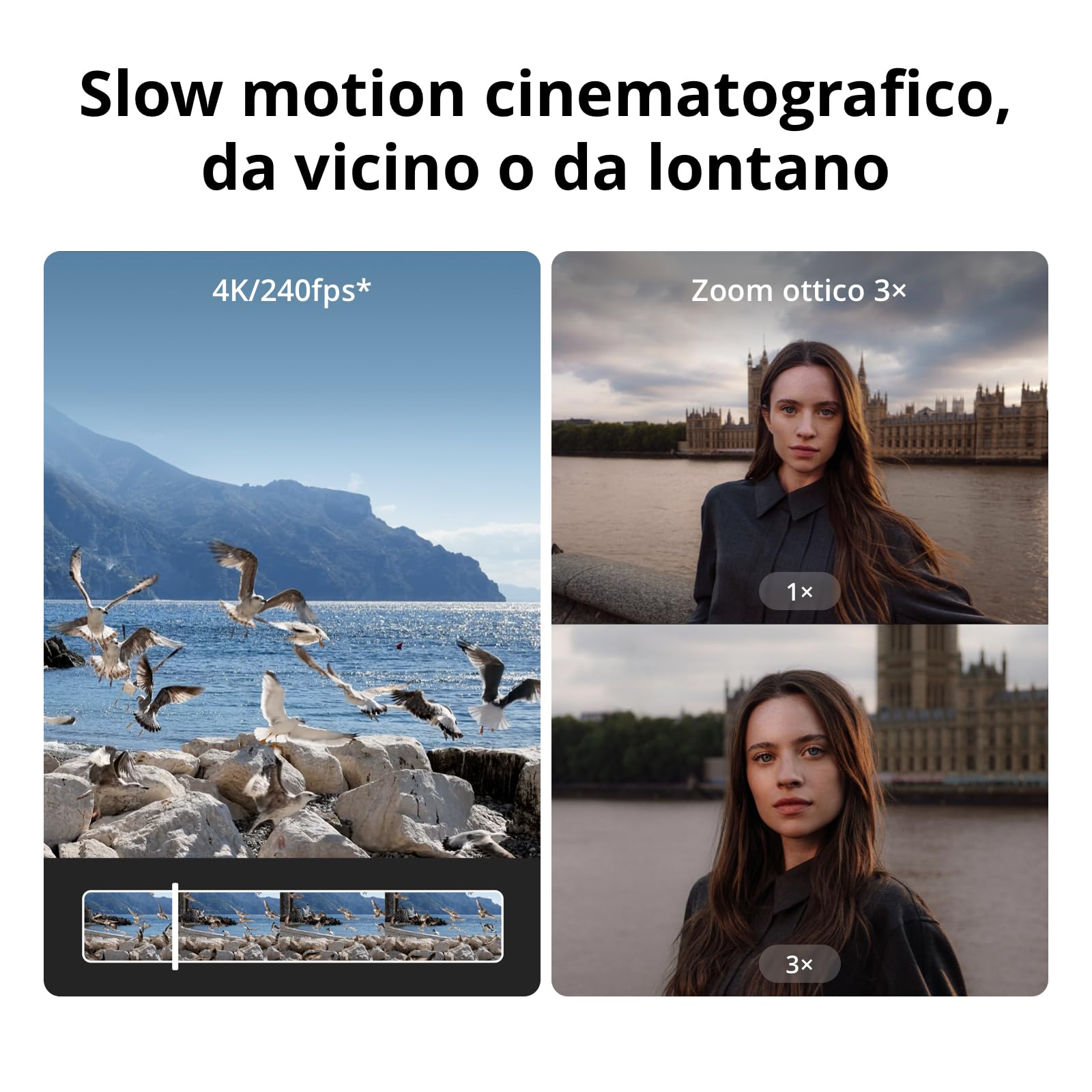 DJI Osmo Pocket 4P Combo Standard, fotocamera vlog 4K a doppio obiettivo | Zoom ottico 3×, zoom fino a 12×, 4K/240fps, gamma dinamica di 17 stop, 103 GB di memoria integrata, luce di riempimento