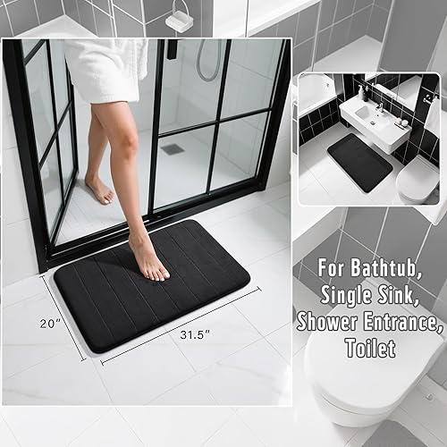 Miniatura 9 de Yimobra Alfombra de baño de espuma viscoelástica, tamaño grande, 36.2 x 24 pulgadas, cómoda, suave, superabsorción de agua, lavable a máquina,