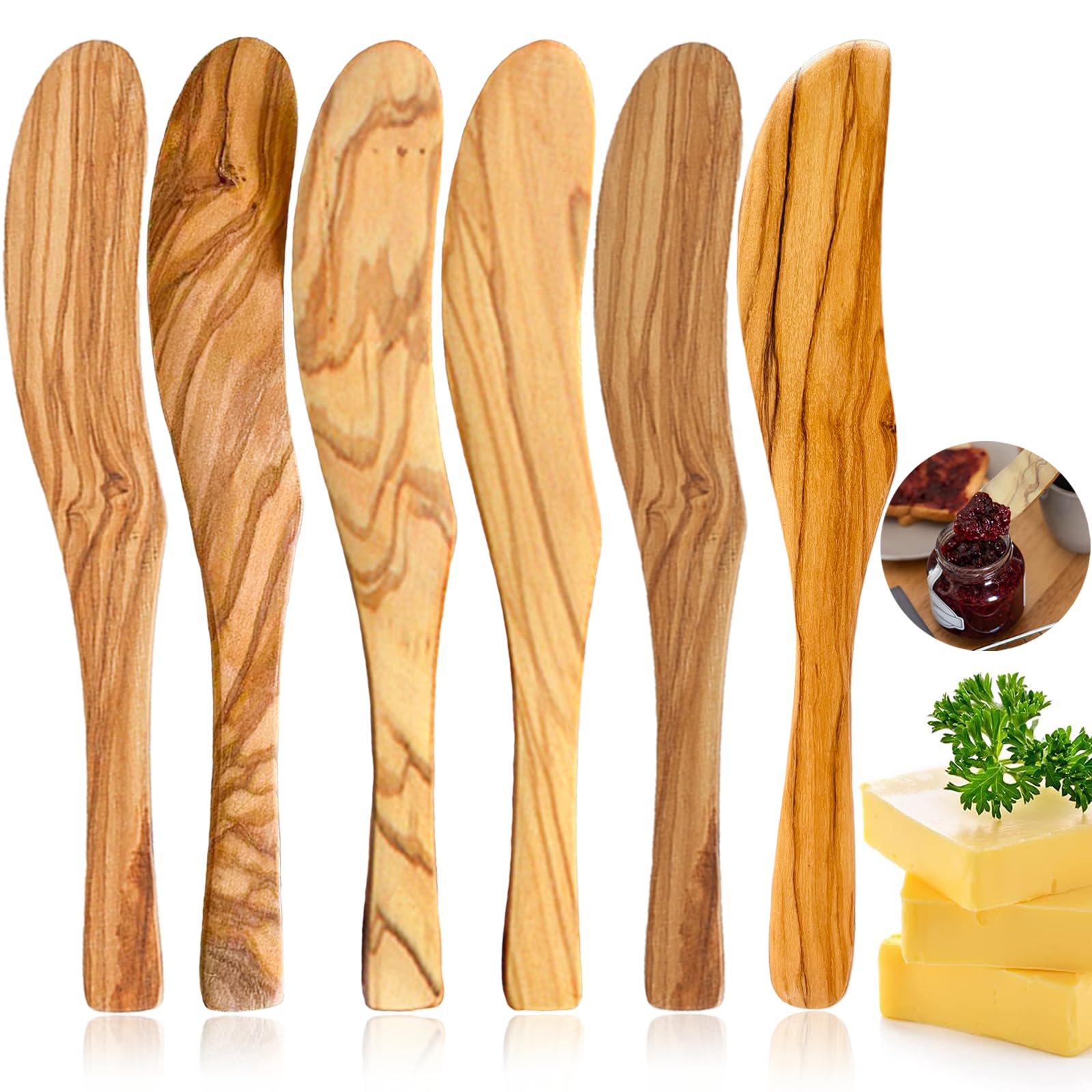 Handmade Olive Wood Butter Spreader Set -11