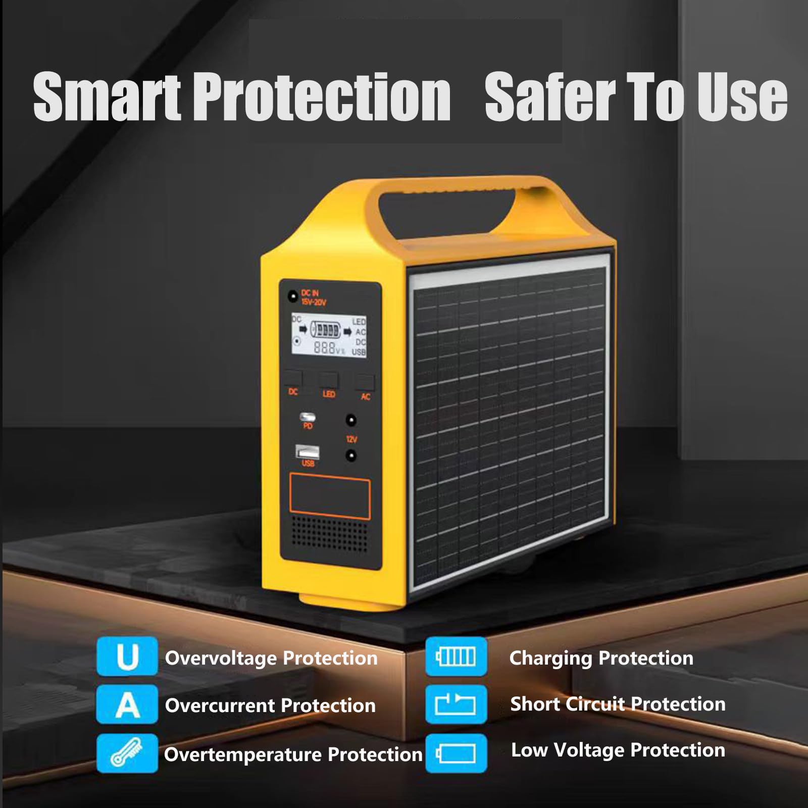 Estación De Energía Portátil De 100w Carga Solar, Batería Lifepo4 De Respaldo De 76.8wh, Con Salida USB Tipo C Ca/Cc. Carga Con Paneles Solares. Carga Rápida Para El Hogar Y Senderismo