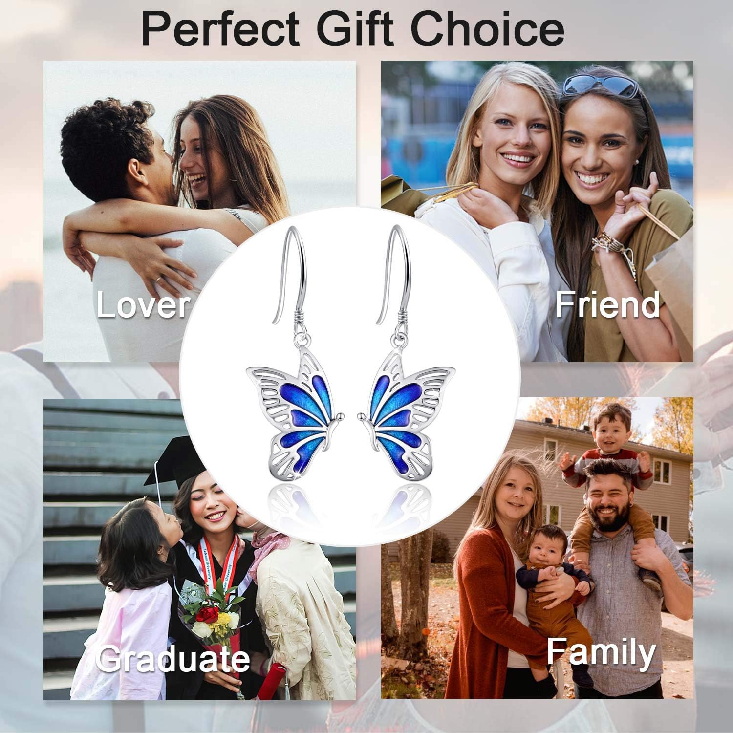Sterling Silver Butterfly Dangly Earrings - Hypoallergenic, Perfect for Sensitive Ears - Mother's Day Gift for Women and Butterfly Lovers - Comes with Present Box - Image 5