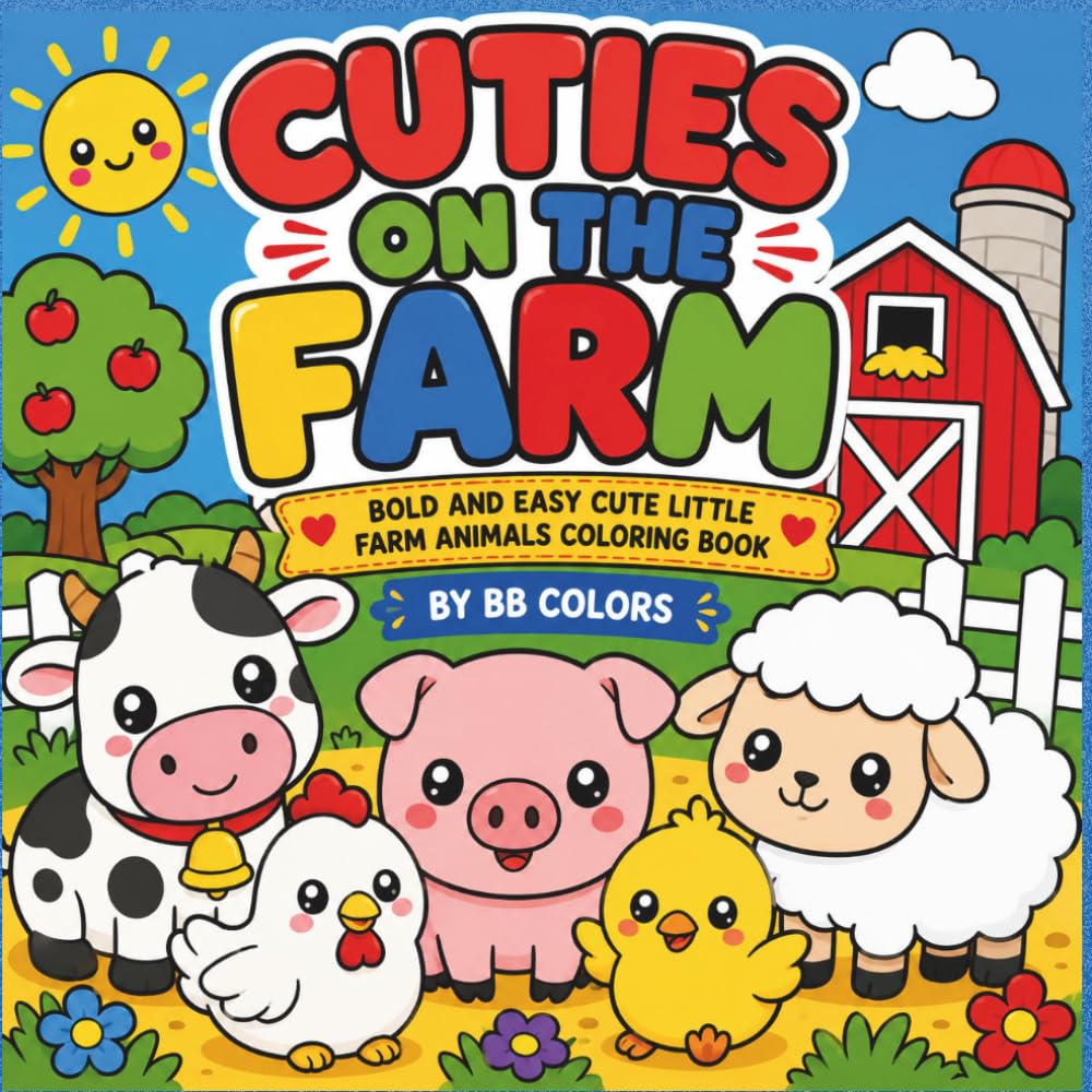 CUTIES ON THE FARM: BOLD AND EASY CUTE LITTLE FARM ANIMALS COLORING BOOK