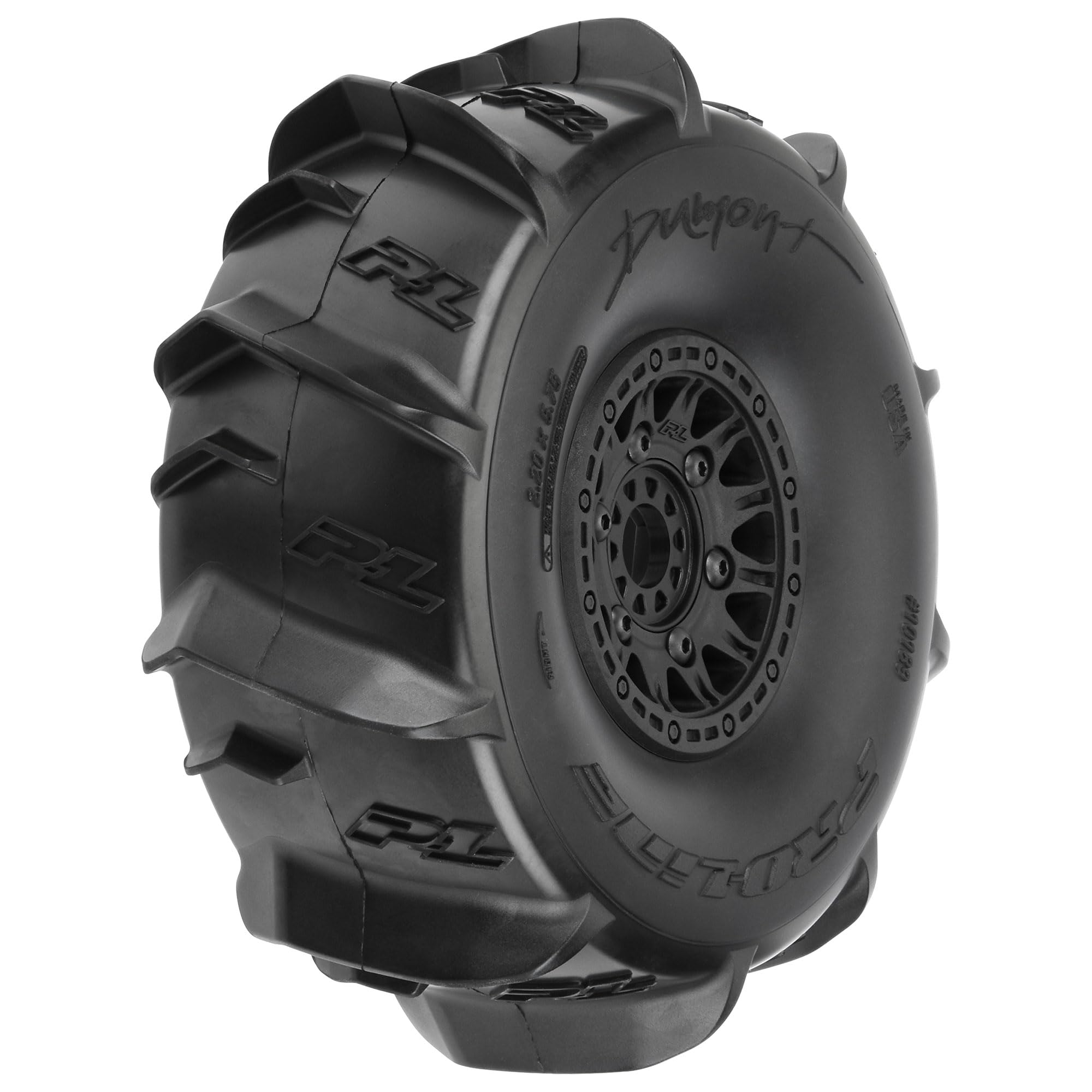 Pro-Line Racing Dumont Sand/Snow Tires Mounted on Raid Black 6x30 Removable 17mm Hex Wheels 2 for Mojave 6S and UDR Front or Rear PRO1018911