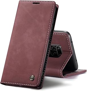 Chocoyi - Carcasa de Piel sintética para Xiaomi Redmi Note 9S/Note 9 Pro, con Cierre magnético, Ranuras para Tarjetas, función de Soporte, Color Rojo