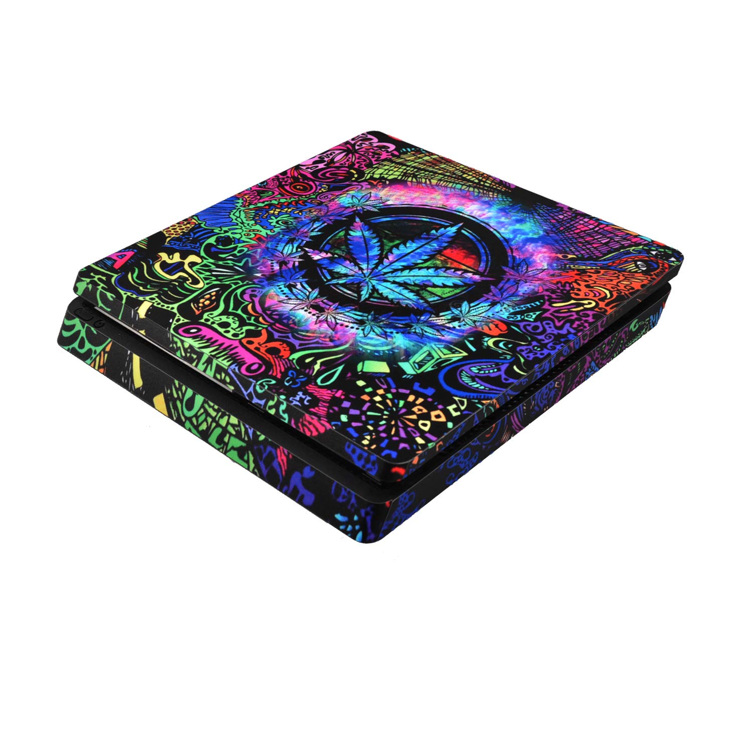 eXtremeRate Adesivo Skin per ps4 Slim Console Controller,2 Cover Controller Decalcomanie&2 Sticker LED Lightbar Barra Luminosa per ps4 Slim Joystick(Erbe Multicolori)