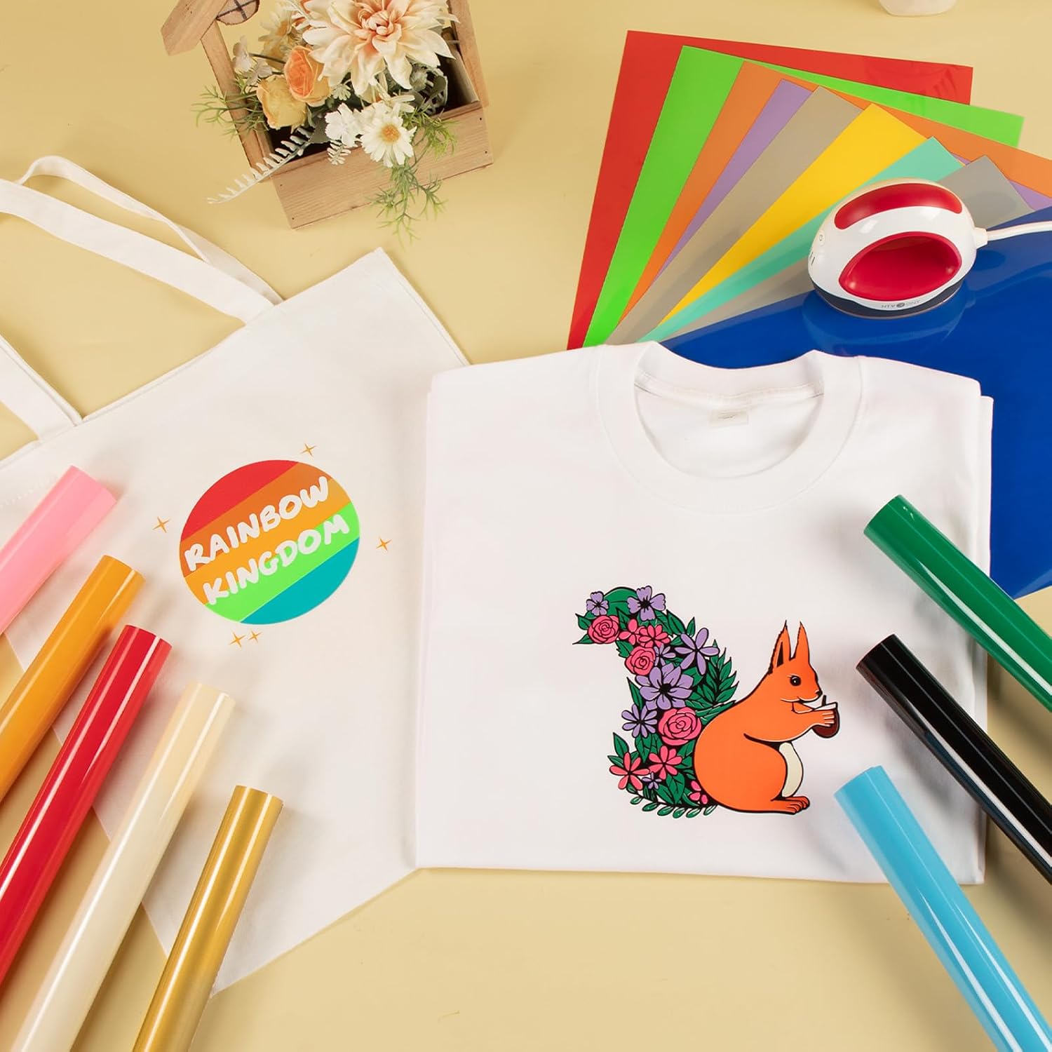 HTVRONT HTV Heat Transfer Vinyl - 35 Pack HTV Vinyl Sheets, 12" x 10" Iron-On Vinyl for T-Shirts, 30 Assorted Premium Colors HTV Compatible with Cricut Machine & Silhouette Cameo