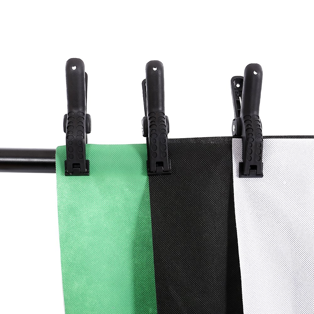 Outvita Support de Fond Réglable 2x3 m | Kit Professionnel avec 3 Toiles (Blanc/Noir/Vert) et Sac de Transport