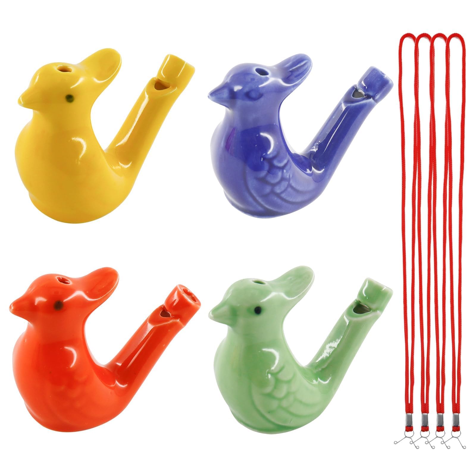 4 Pcs Sifflet à Eau D'oiseau Gazouillant,Sifflet Enfant en Céramique,Enfant Jouet Musical Sifflets à Eau D'oiseau Gazouillant,Sifflets en Céramique pour Oiseaux