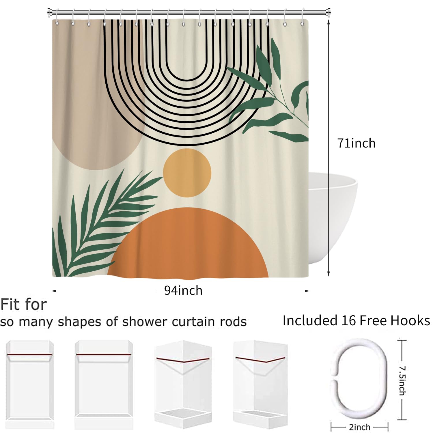 Hnmdmyi Boho Shower Curtain 240x180 - Image 2