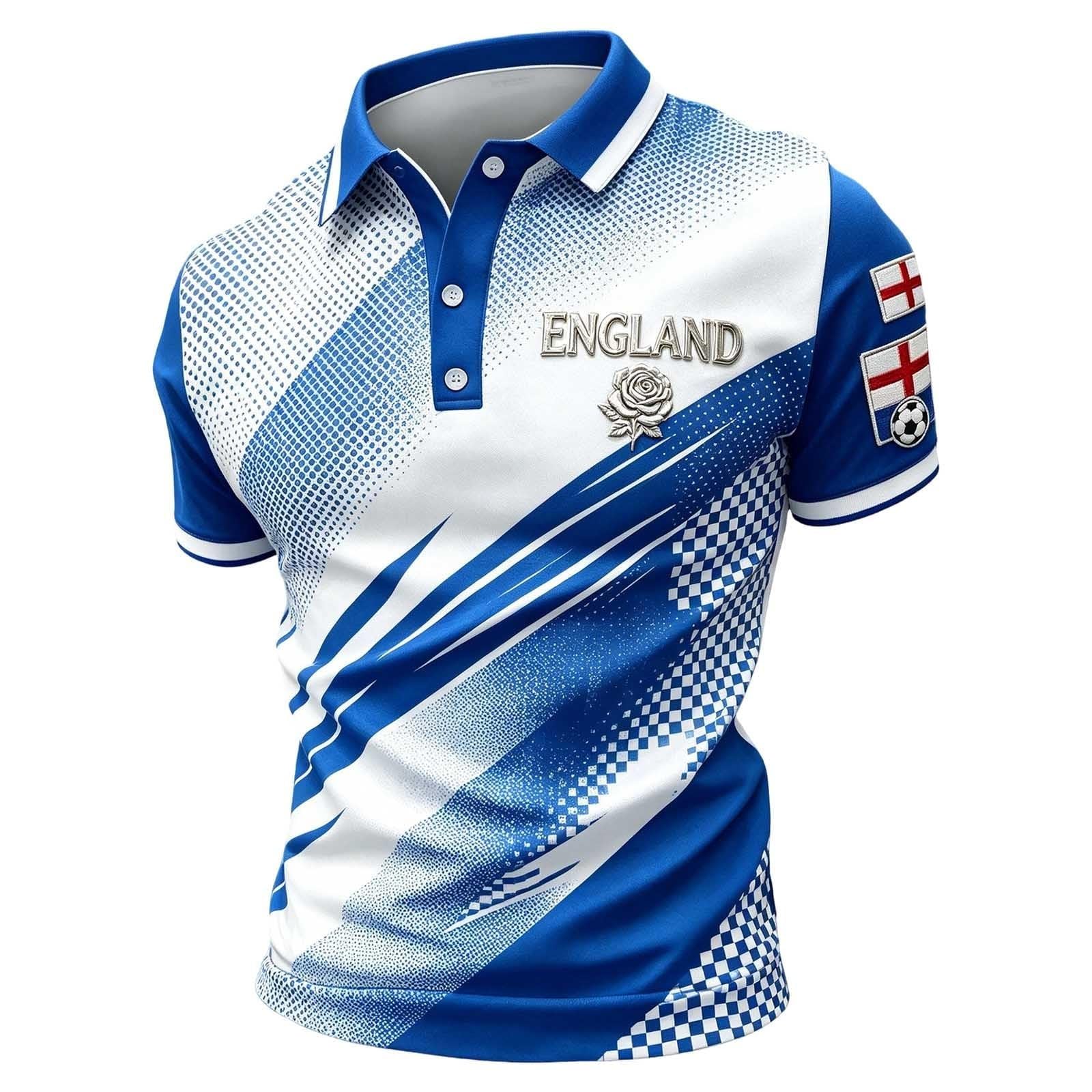 England Polo Football Shirt 2026 Mens Polo Shirts Short Sleeve Collared Button Down Breathable Lightweight Football Tops
