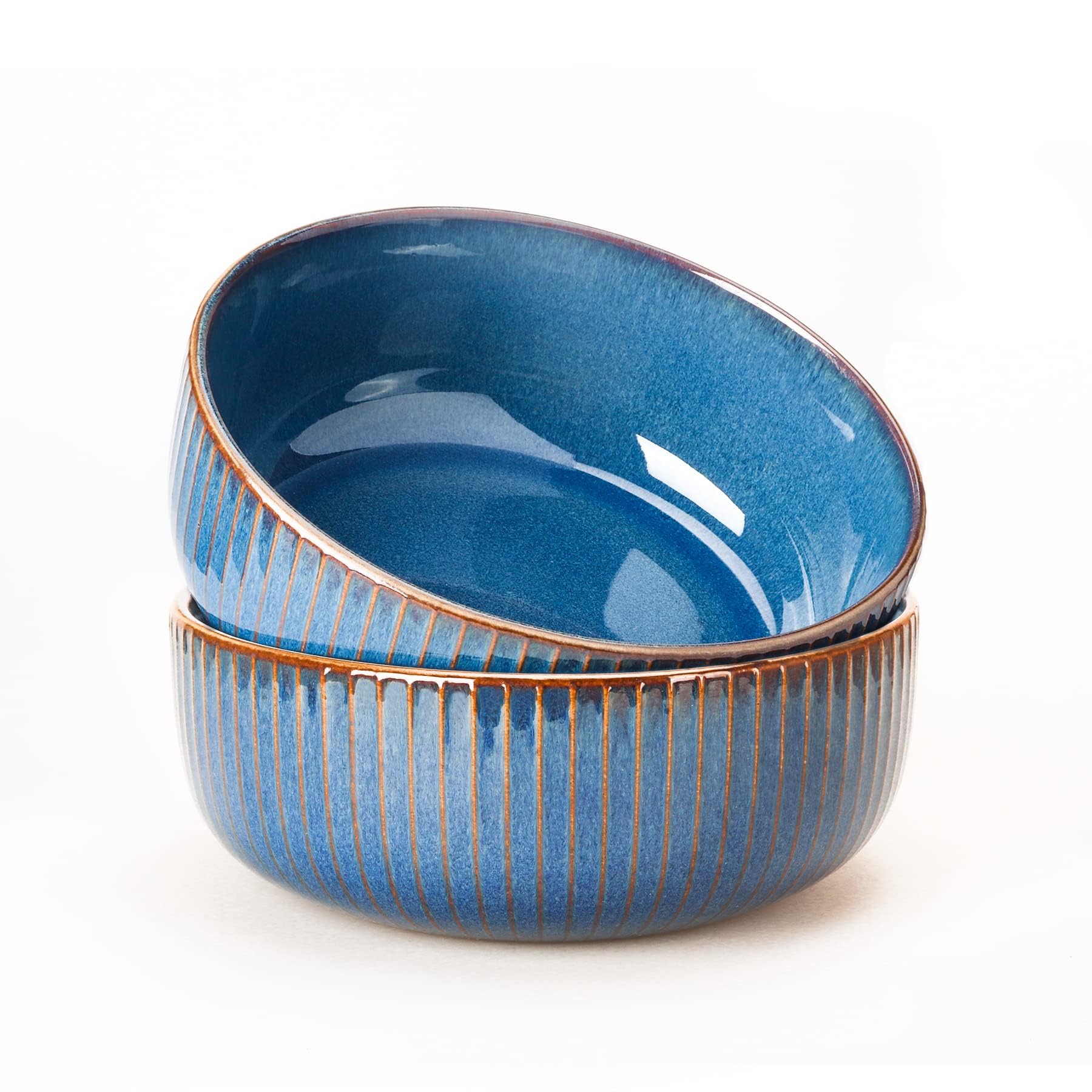 CSYY Salatschüssel aus Keramik, 2PCS 1800ML Große Porzellan Salatschale Oder Suppenschale 21cm,Blau