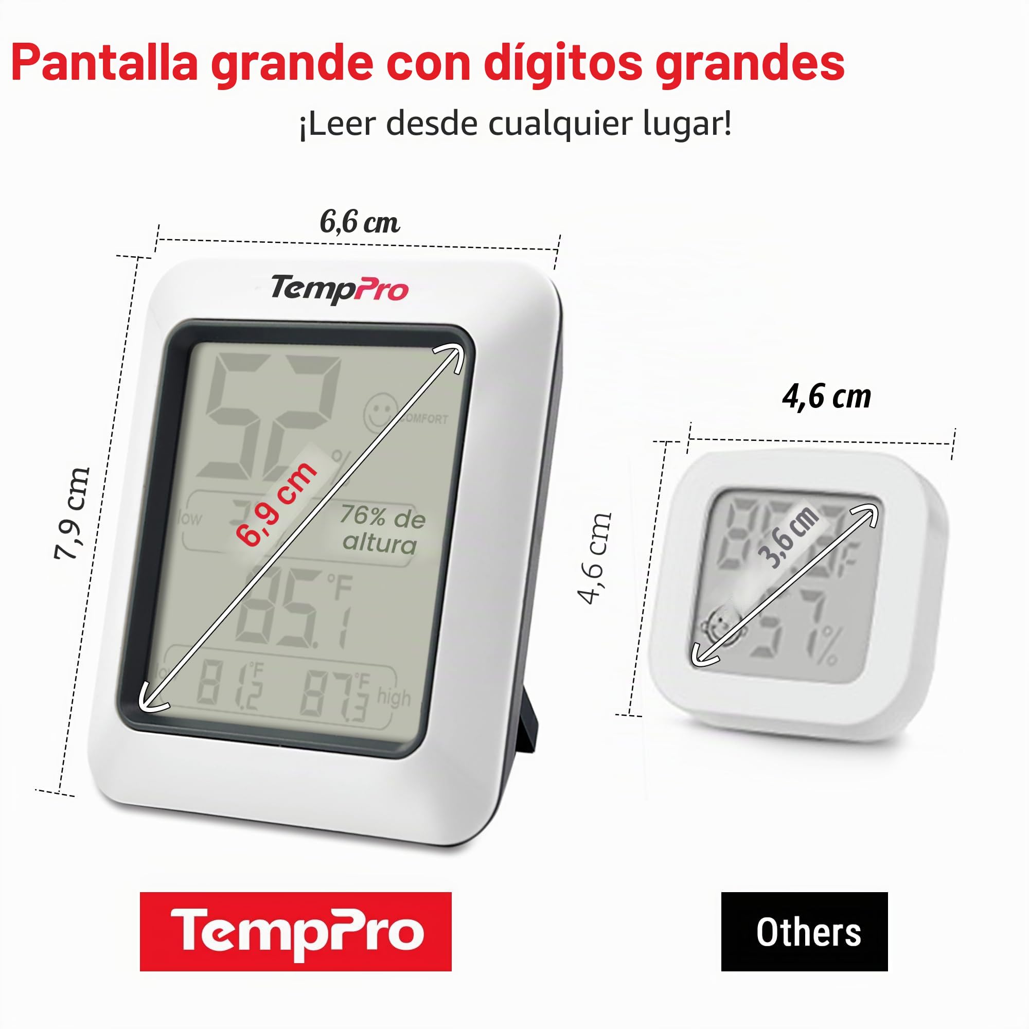 TempPro TP50 Termómetro Higrometro Digital para Interior Termohigrómetro Medidor Profesional para Medición de Temperatura y Humedad del Casa Ambiente