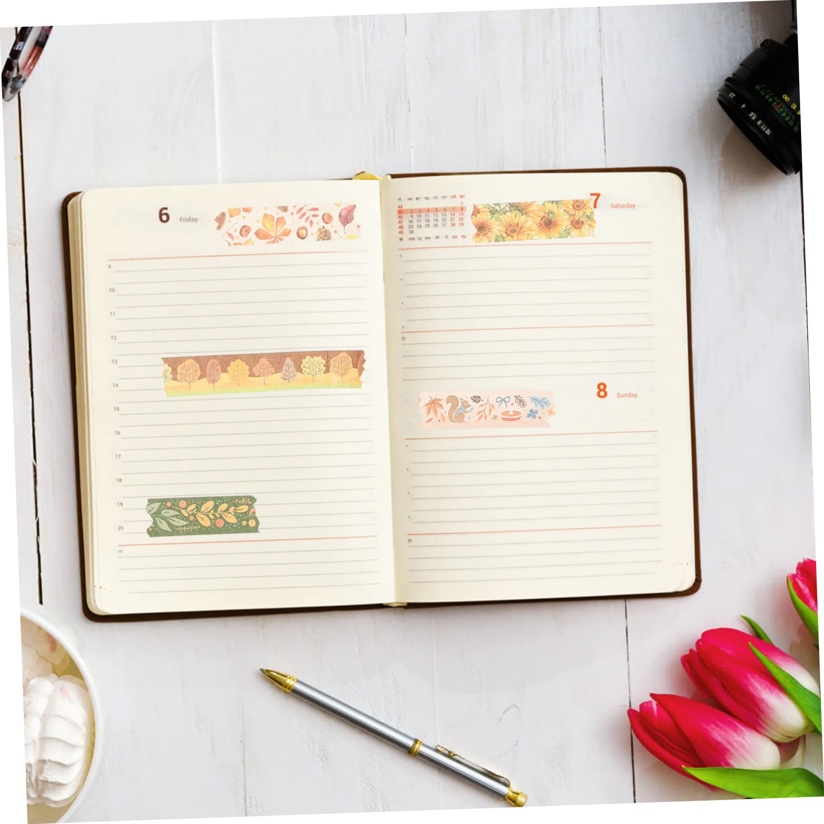 Set 10 Rotoli Di Nastro Washi Motivi Autunnali – Foglie, Zucche, Girasoli – Per Scrapbooking E Regali (5m X 15mm)
