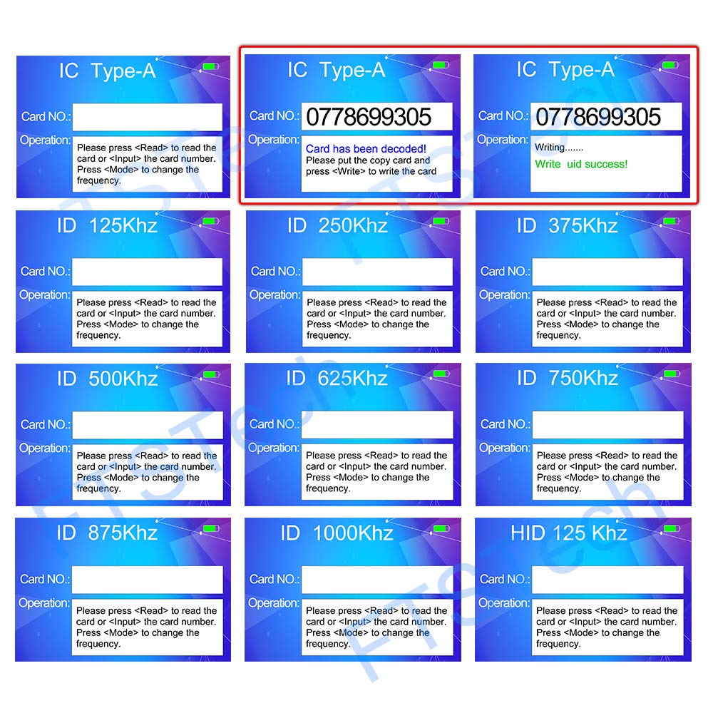 FTtes RFKits Fotocopiatrice Portatile USB RFID ID IC Card Writer con Funzione di Decodifica Completa viene Fornito con Software Gratuito, tra cui 10 Portachiavi da 2 in 1 a Doppia Frequenza Scrivibili