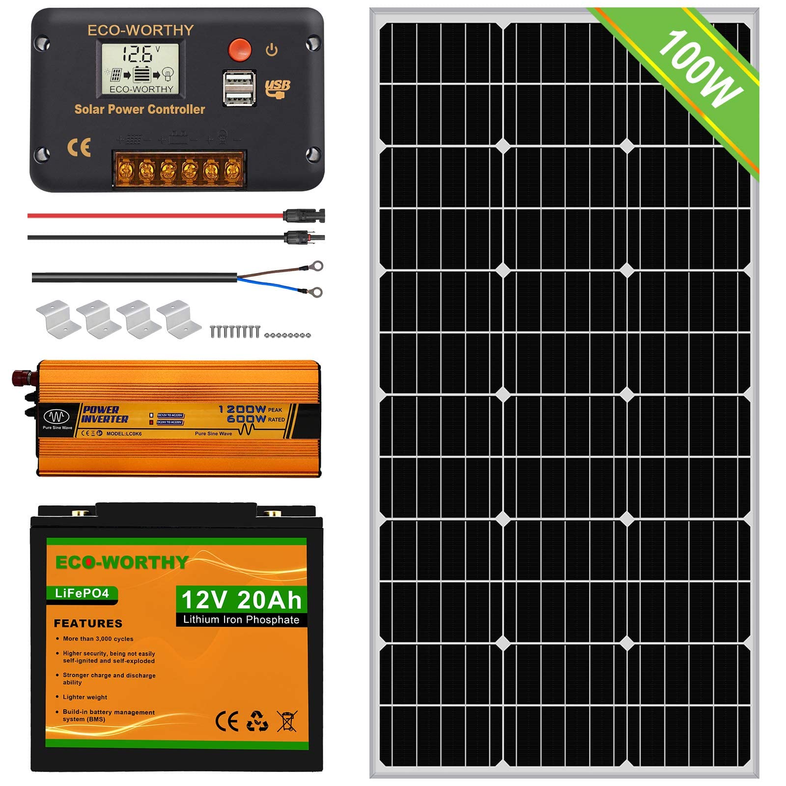 Buy ECO WORTHY Solar Panel Kit with Battery and Inverter for RV Home