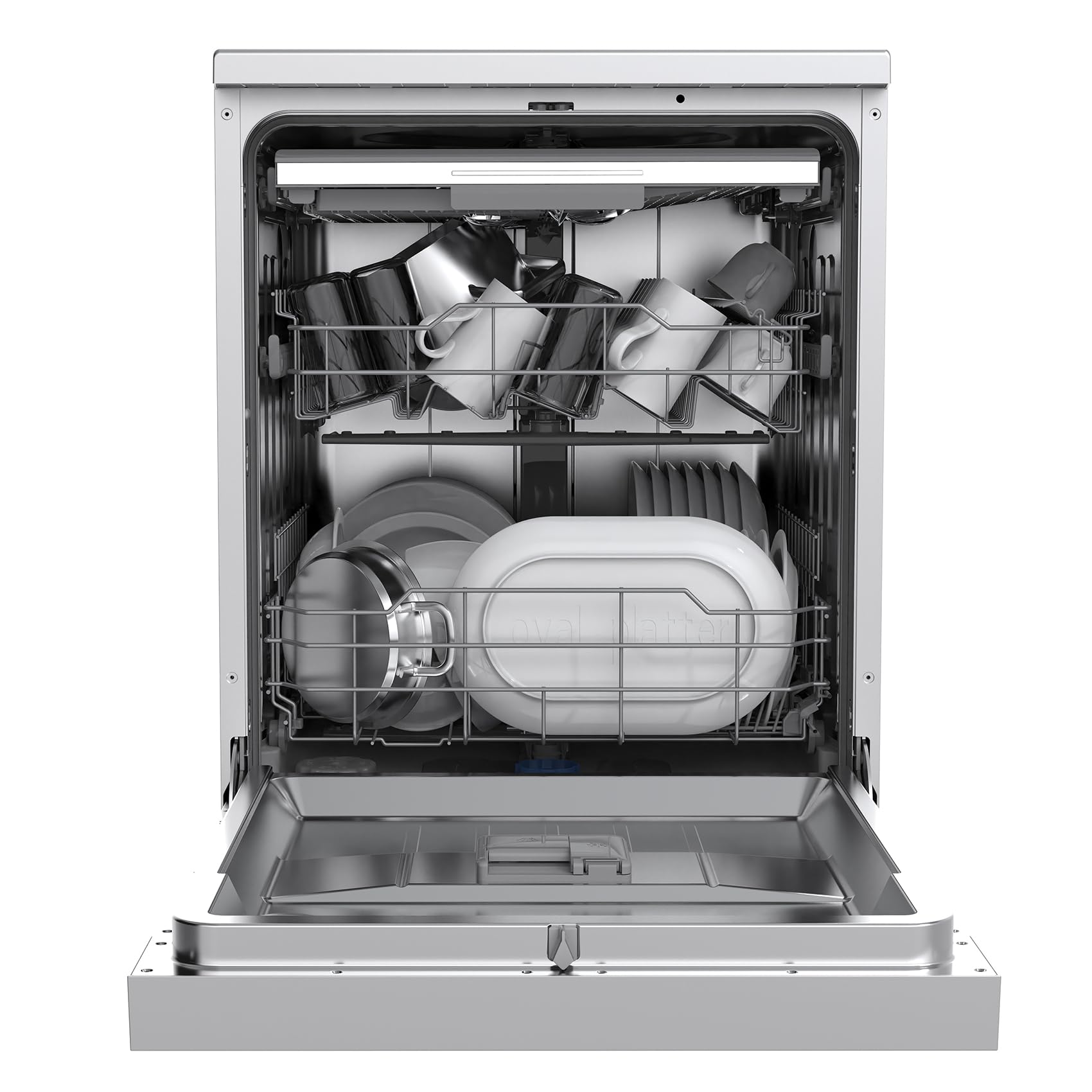 Midea Freestanding Dishwasher with 14 Place Settings, Wi-Fi Connected, 60 cm Width, 44dB Silence, Intensive Wash & Adjustable Basket, Stainless Steel-MDWEF1433D(SS) [Energy Class C] — view 2