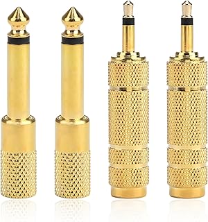 Tietoy Headphone Adapter Jack 6.5mm Male to 3.5mm Female/3.5mm Male to 6.5mm Female Premium Gold Audio Stereo Adapter, Headphone Converter Headphone Audio Jack Plug Adap (4 Pack)