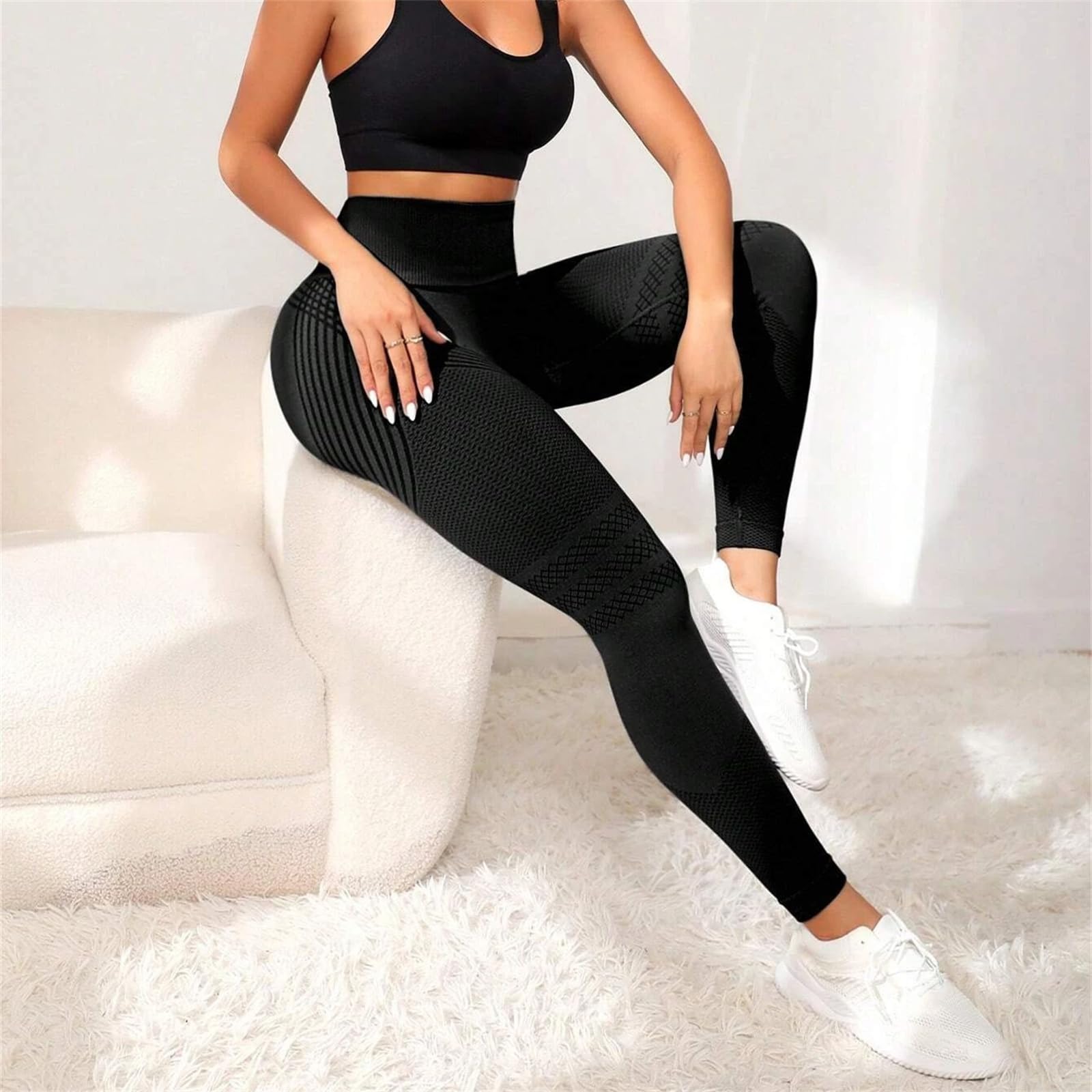 Leggings 3D Luveon Leggings de Sport hautement Taille, Opaques et Sculptants, Pantalon de Yoga sans Couture, Doux et Extensible, idéal pour Fitness et Jogging