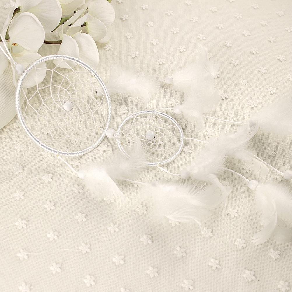 Quesuc Handgemachter Traumfänger Weiß Mit Federn - Wanddekoration 54 Cm