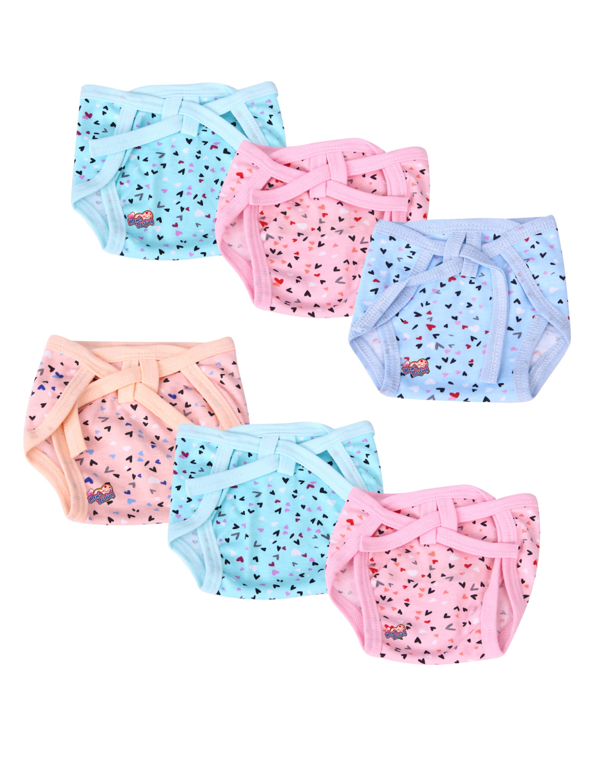 Mom's Darling Cotton Nappies for new born baby 0-6 months (Pack of 6) | Cotton baby langot | Soft, washable & reusable cloth diaper for new born baby| New born baby products/essentials |Multicolor-picture-10