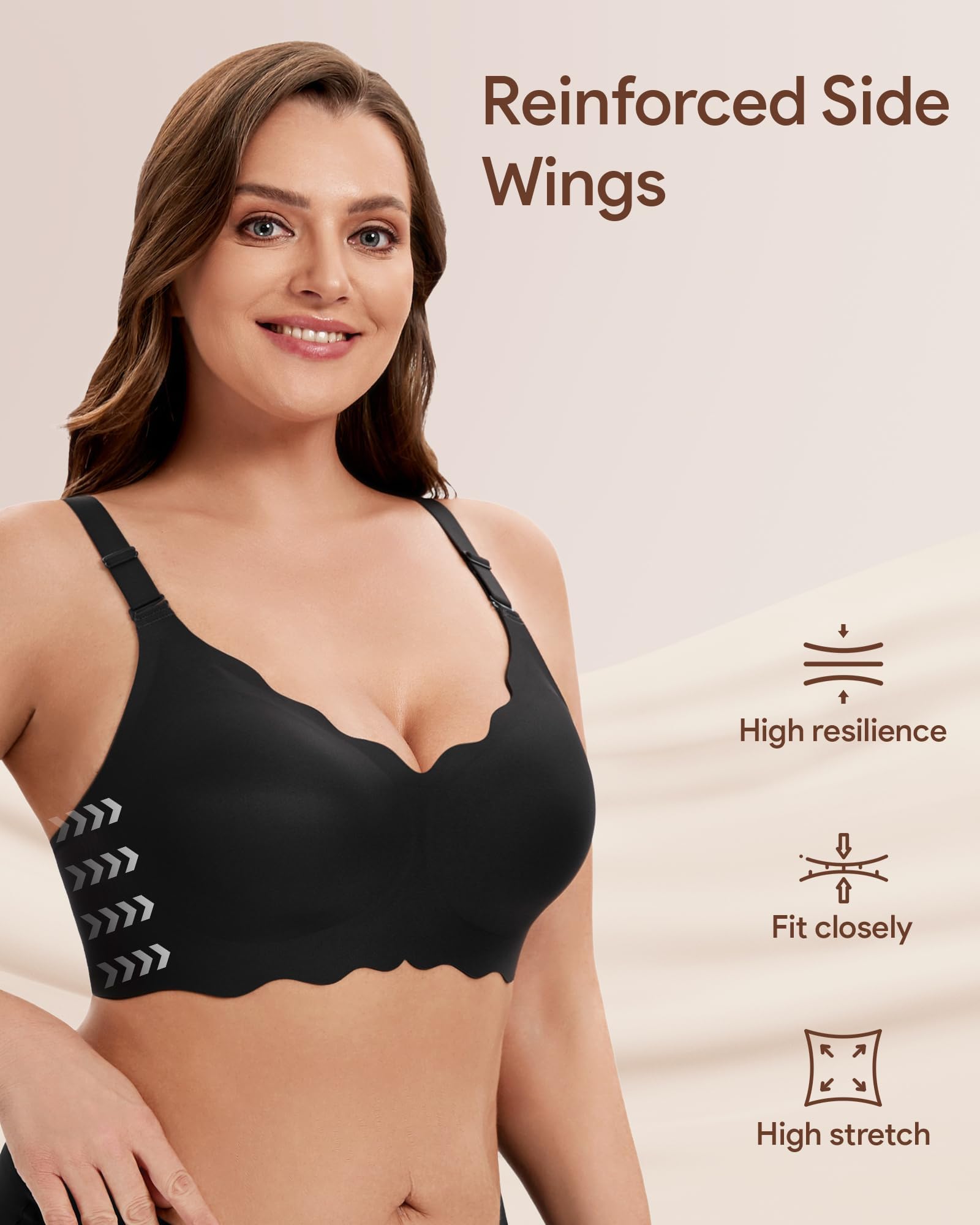 HBselect Sujetador sin Aros Mujer Cómodo 3Pcs Sujetadores sin Costuras