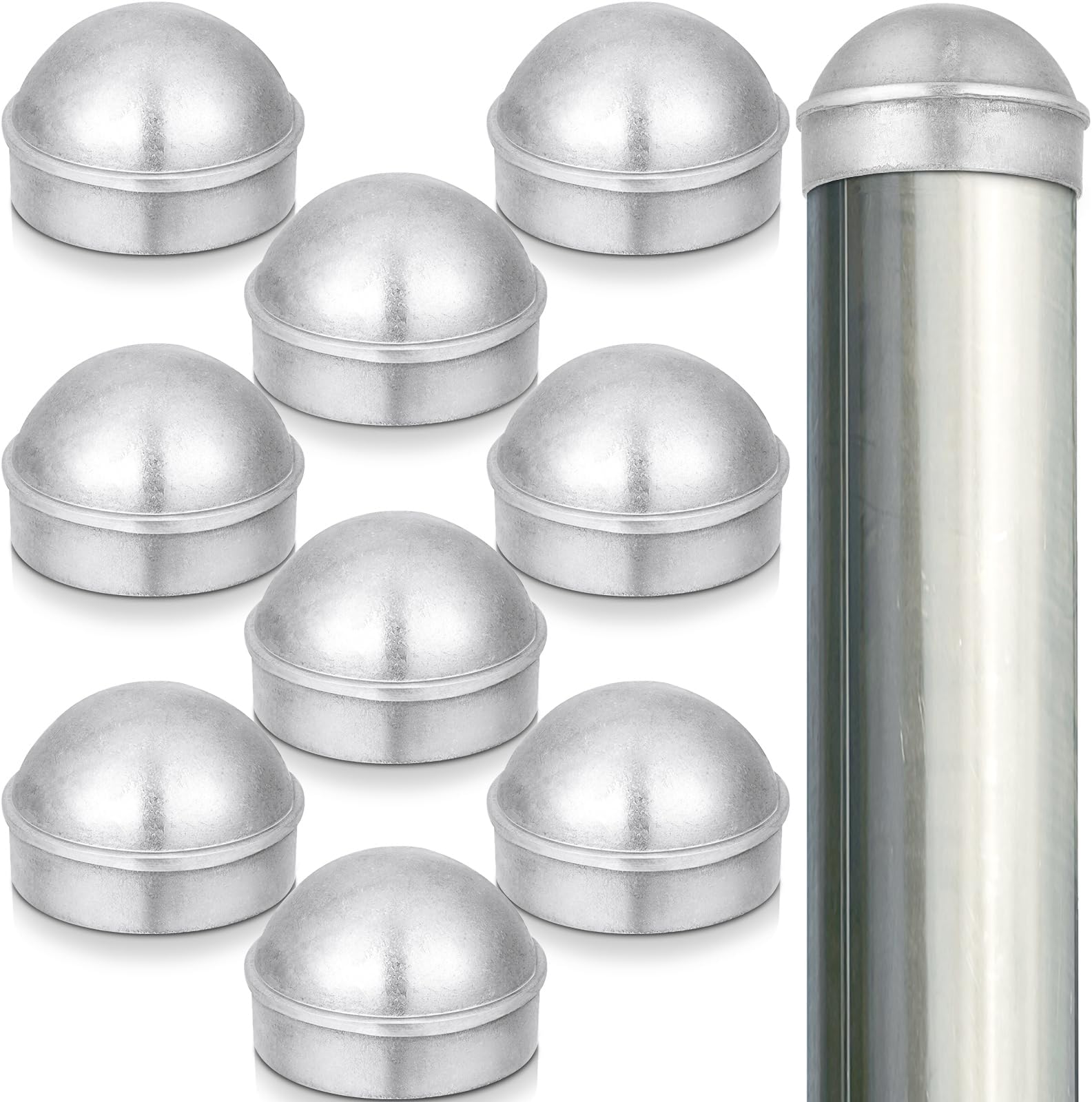 10 Pcs 1-7/8'' Chain Link Fence Post Cap Round Dome External Post Caps Aluminum Chain Link Only Use for Outside Diameter Outdoor Fence Parts