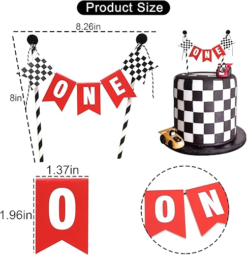 Miniatura 2 de Decoración para pastel de auto de carreras, decoración rápida para fiesta de cumpleaños, decoración de pastel de primer cumpleaños para niños,