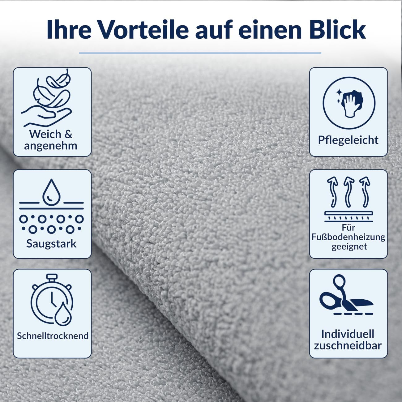 ANRO Badezimmerteppich Badematte rutschfest Badteppich Badvorleger wasserdicht Teppich Bad Mikrofaser flauschig Hellgrau [Größe] Grau 90 x 280 cm