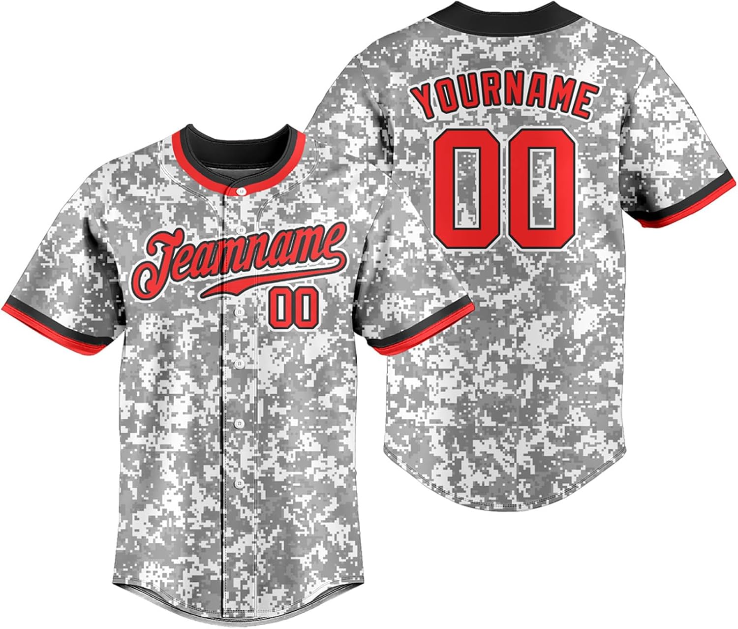 Custom Camo Baseball Jersey Button Down Sports Shirts Stitched or Printed Letter Number