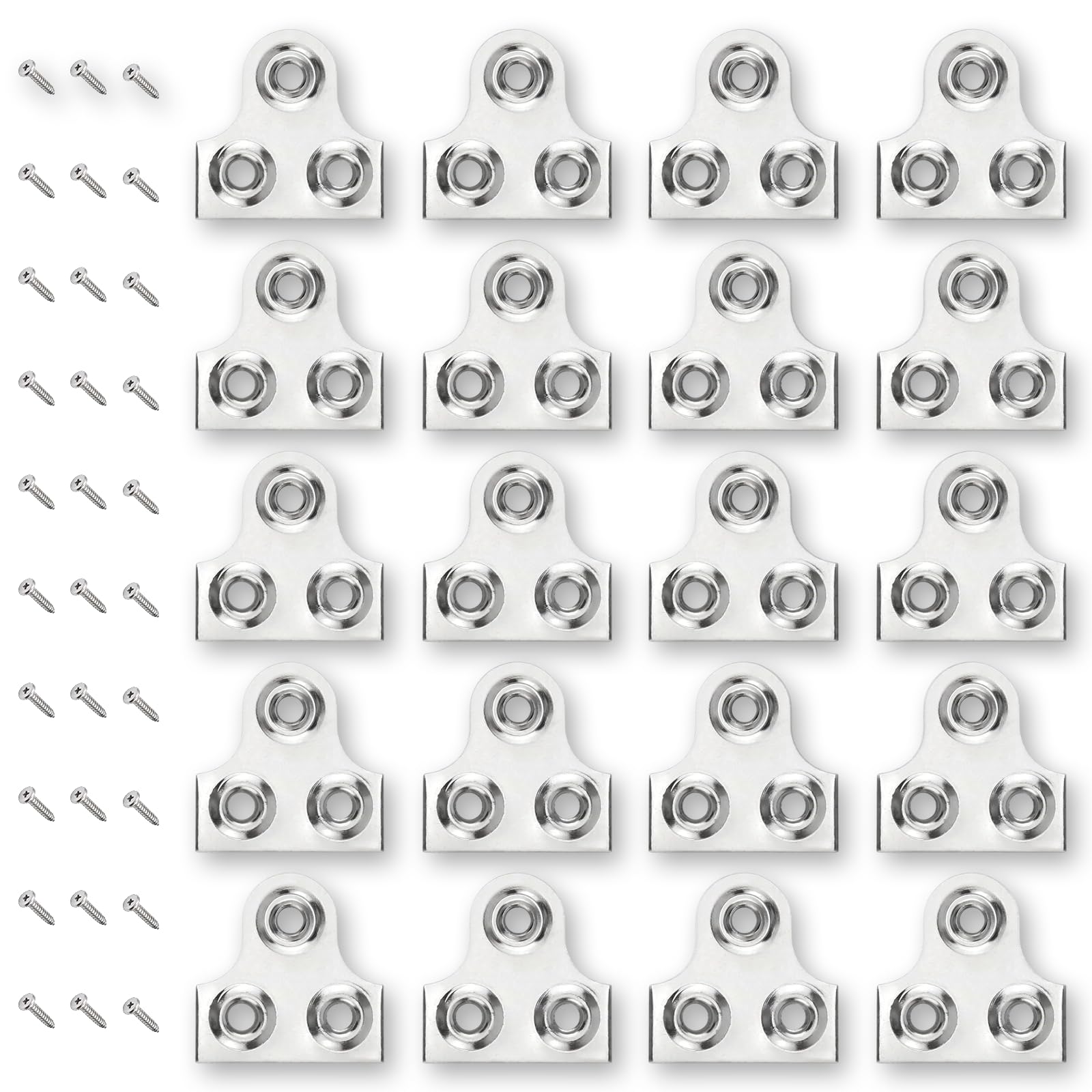 XIYING 50 Pcs Picture Hanging Plates, 20 Pcs Mirror Plates with 30 Pcs Screws, Steel Mirror Fixings Brackets, Picture Frame Hangers for Secure Wall Mounting of Frames & Artwork