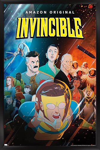 Trends International Invincible - Póster espacial de una hoja, 34 pulgadas de largo x 22.4 pulgadas, versión enmarcada en negro