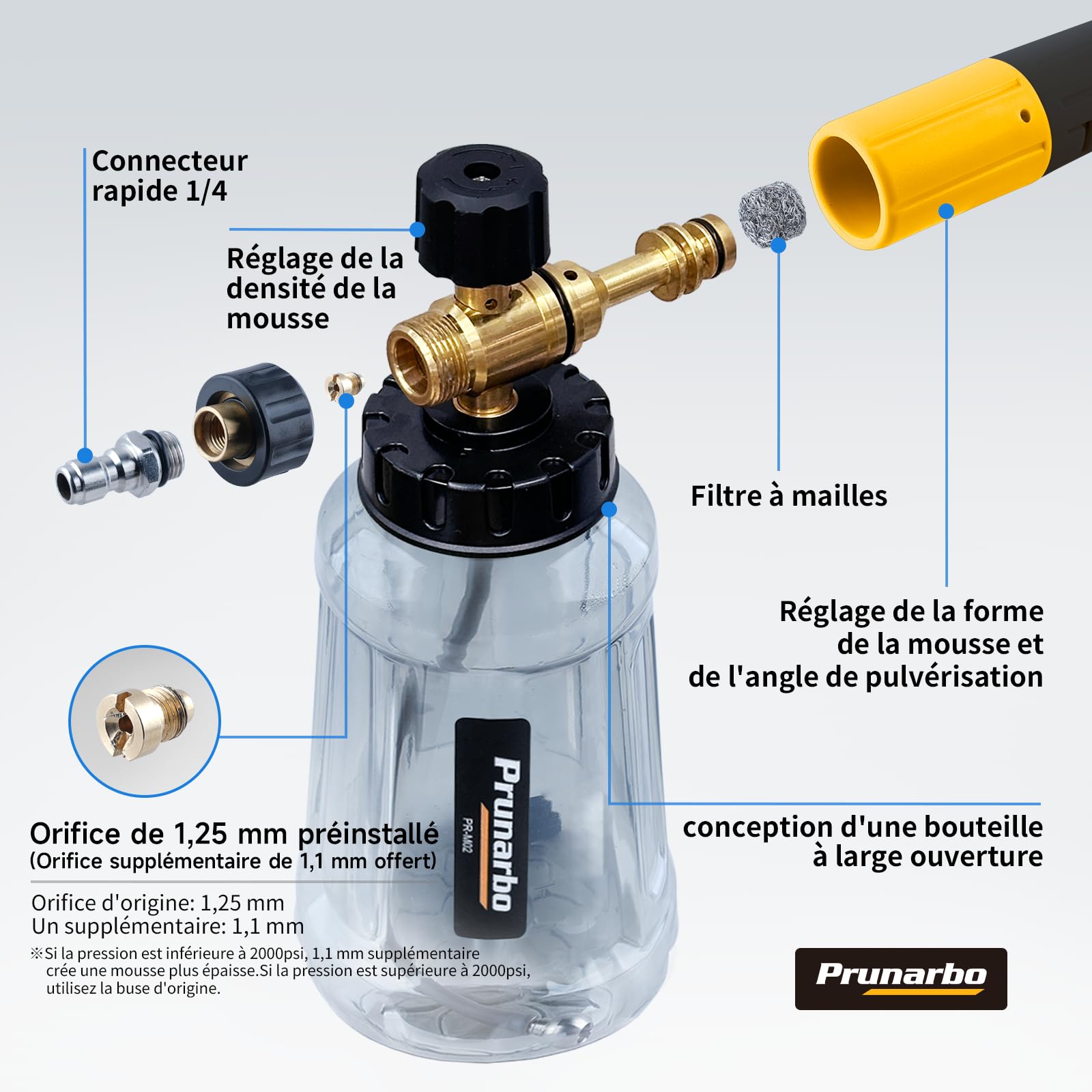 Canon à Mousse Compatible avec Kärcher K2-K7, Kit Lavage Auto | Pistolet Court, Mousse Épaisse, Nettoyage Rapide, Jantes, Carrosserie