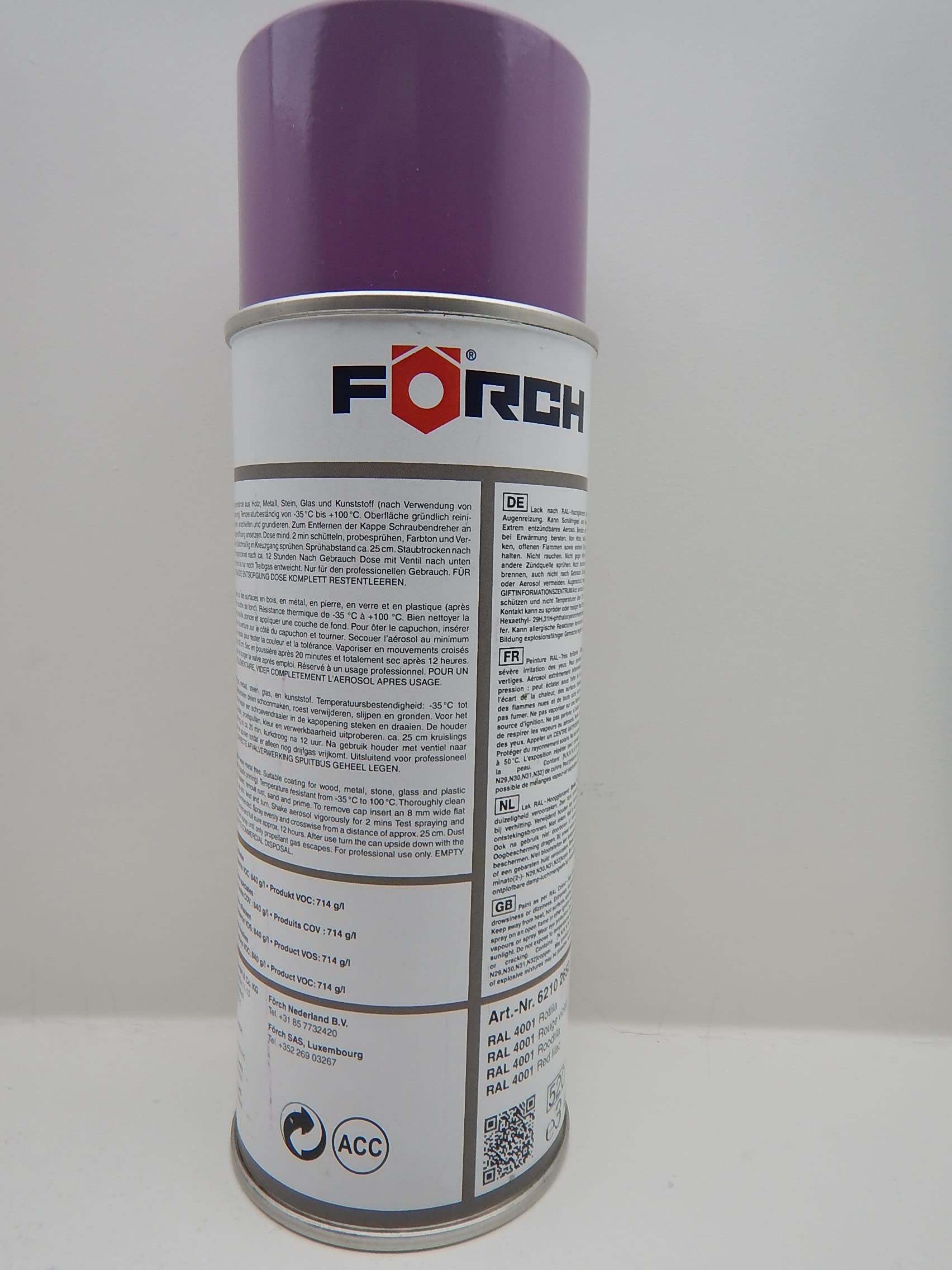 Förch ROTLILA LILA RAL 4001 LACK LACKSPRAY SPRAY SPRAYDOSE 400ML (6)